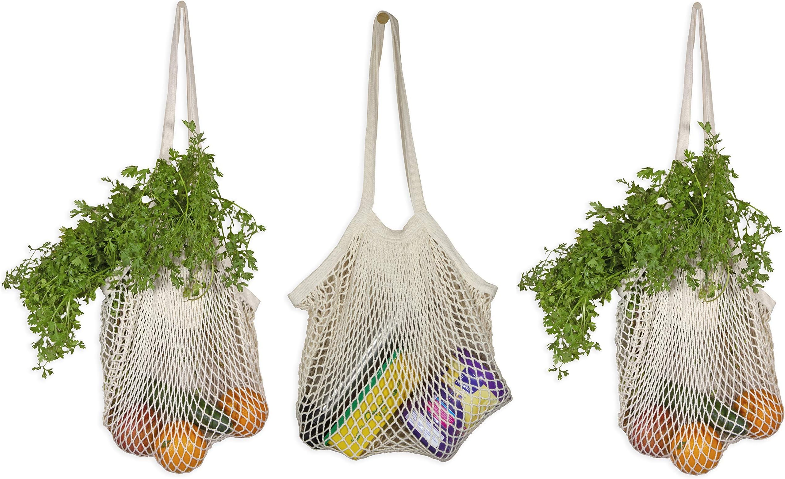 Cotton Mesh Onion Storage Bags - 100% Cotton, Reusable, and Washable Mesh Grocery Bags for Storing Garlic and Root Vegetables