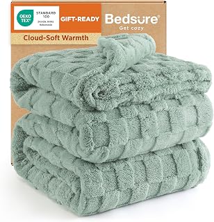 Bedsure Queen Size Sage Green Fleece Blanket - Ultra Soft Fuzzy Cozy Throw for Bed, Kids & Couch, 90x90 Inches