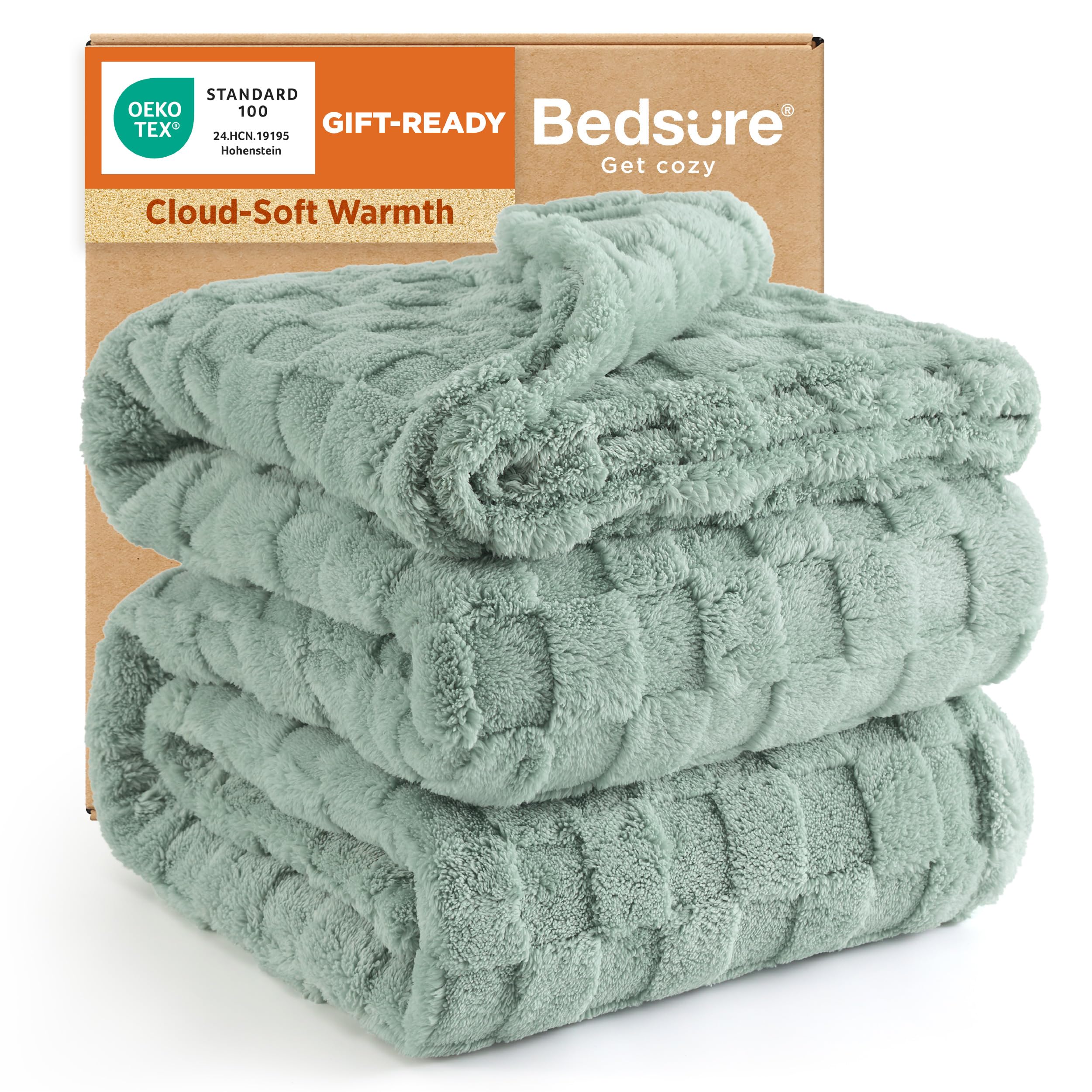 Bedsure GentleSoft King Size Blanket for Bed - Super Soft Cozy Blankets for Women Men Girls, Large Fuzzy Fleece Throw for Bedroom Decor, Sage Green,108x90 Inches