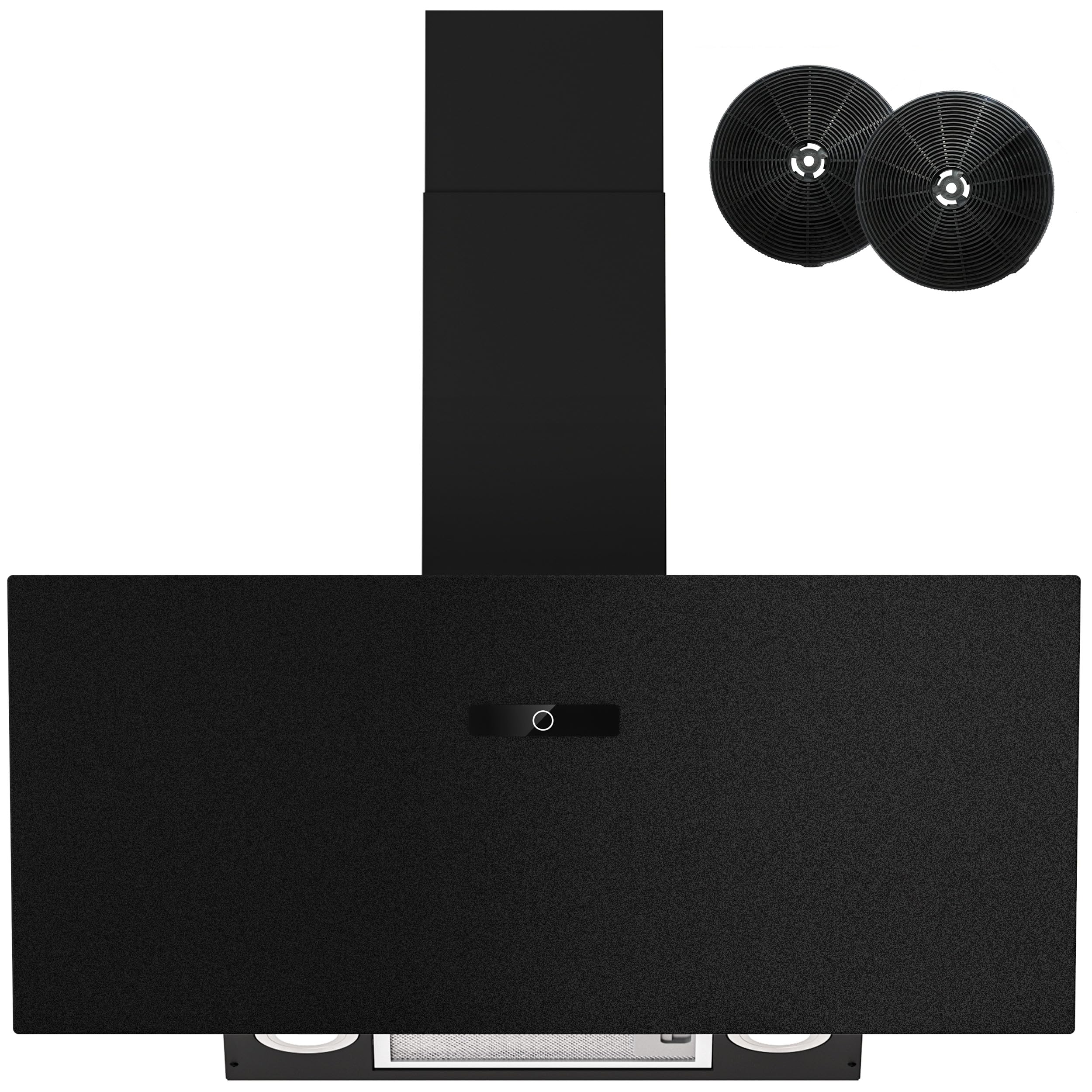 FIREGAS Campana extractora 90 cm, Extractor inclinado, Motor sin escobillas, 594m³/h, LEDs, Recirculante y Extracción, Filtro de carbón incluido - Ideal para cocinas familiares