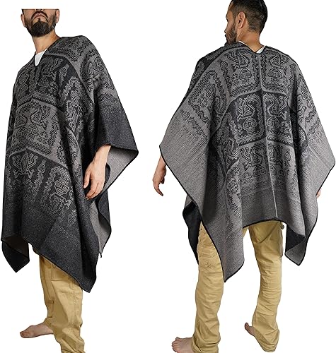 Miniatura 8 de Poncho de alpaca para hombre, Ponchos de lana para adultos, Poncho de lana para hombre