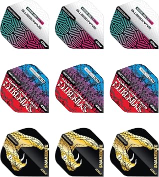 RED DRAGON DARTS - Peter Wright - Snakebite Dart Flights - Extra Thick 100 Micron - Standard Shape Dart Flights - Professional Darts Accessories - Available in 3 & 4 Sets