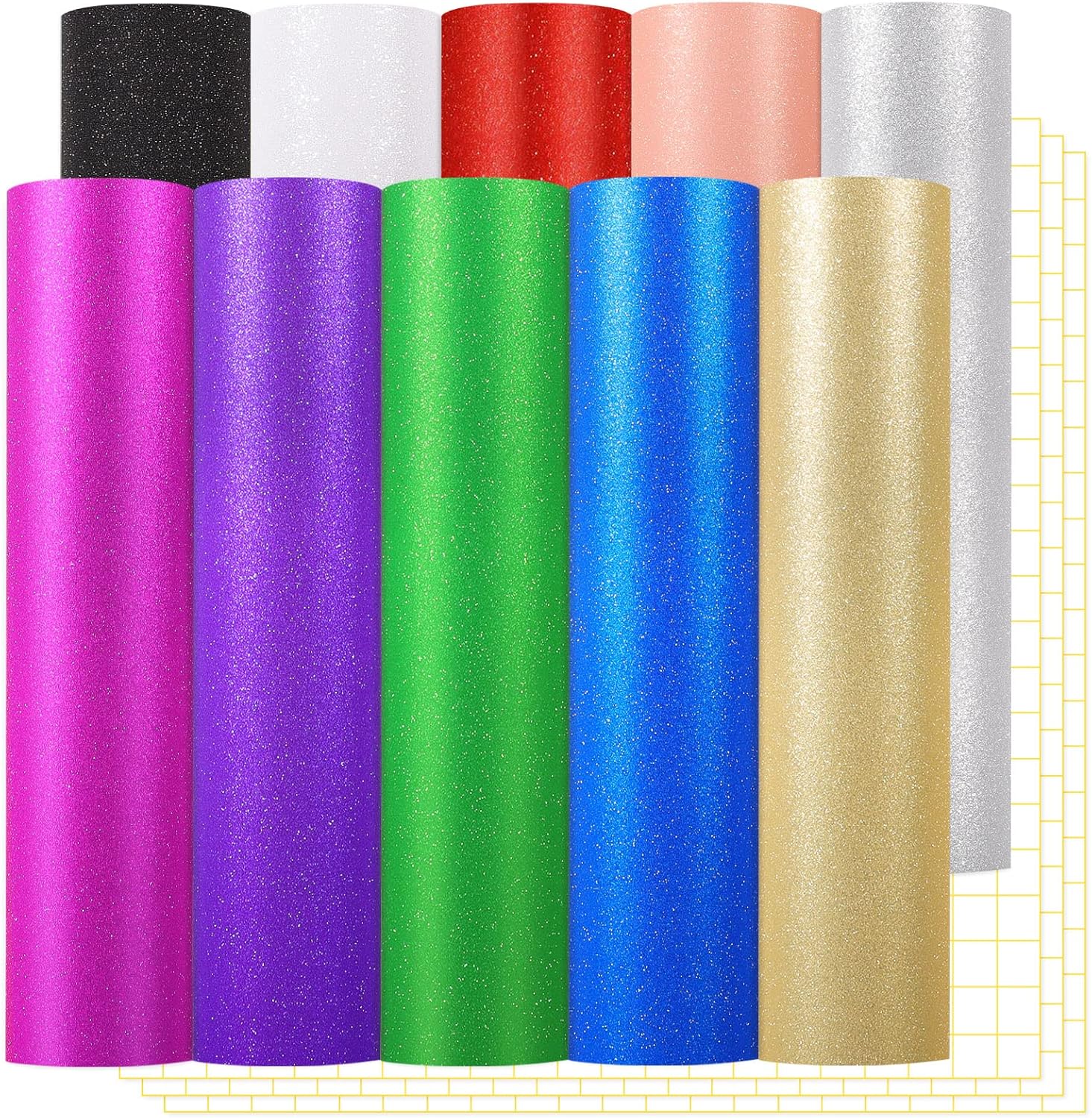 WRAPXPERT Glitter Adhesive Vinyl Sheets 13Pack Sparkle Shimmer Permanent Adhesive
