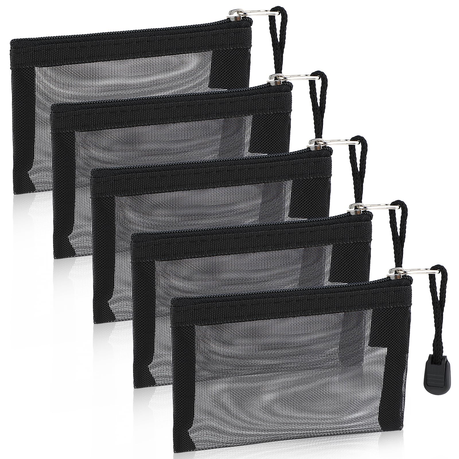 WLLHYF 5 Pack Mini Zipper Mesh Bags 3 x 4.5 Inch Nylon Makeup Organizer Portable Travel Cosmetic Pouch Kit Beauty Accessories Holder Bag Storage Coin