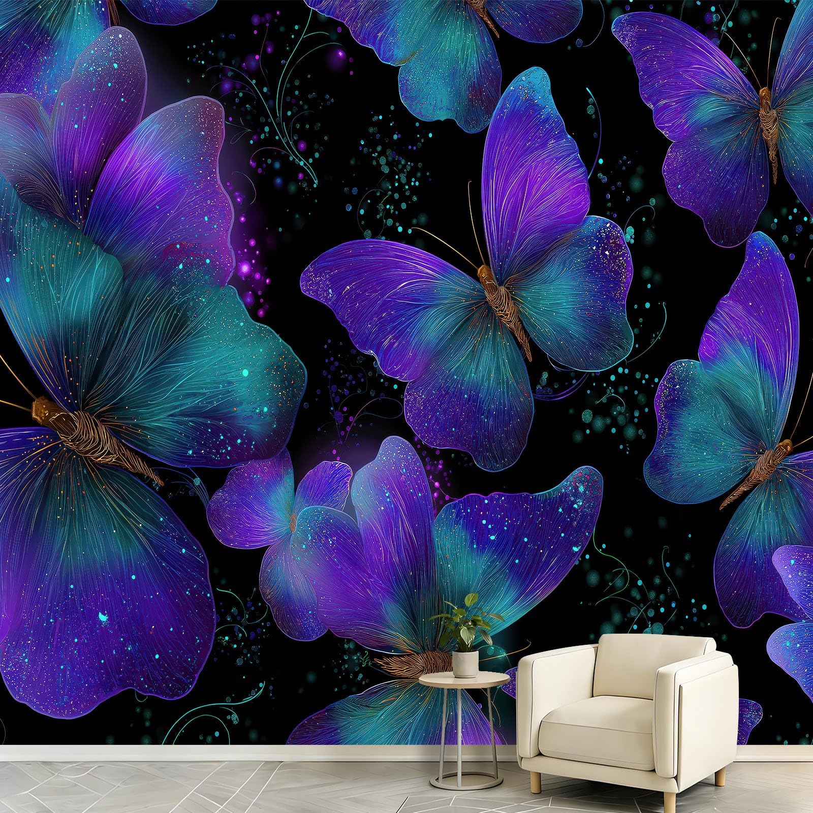 Marzycielski gwiaździste niebo gwiazda mural tapeta 200 x 140 cm, zwierzę motyl skrzydła nocne niebo fototapeta, naklejka ścienna do sypialni salonu przedpokoju akademika