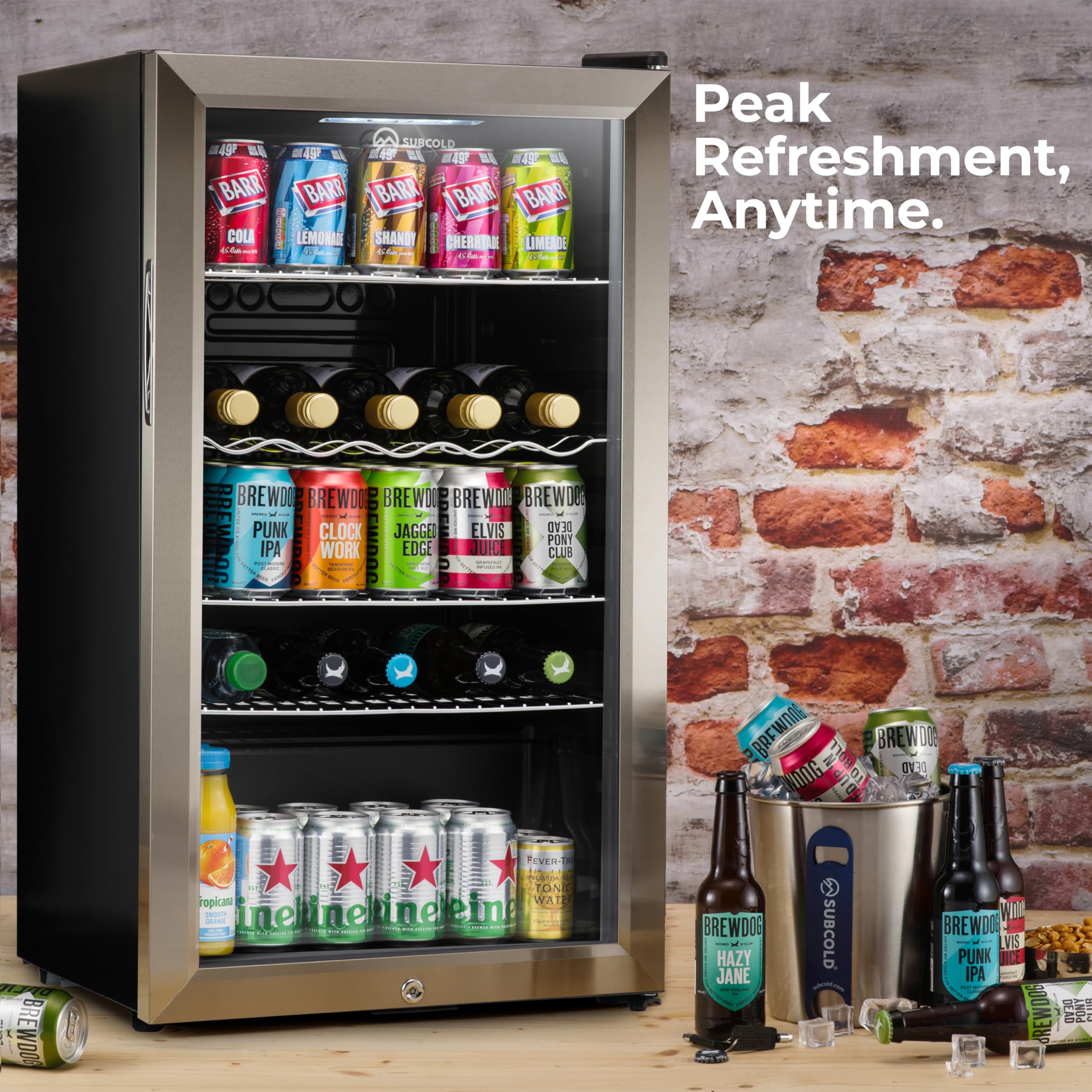Subcold Super85 LED - Under-Counter Fridge | 85L Beer, Wine & Drinks Fridge | LED Light + Lock and Key | Energy Efficient (Stainless Steel, 85L) — view 2