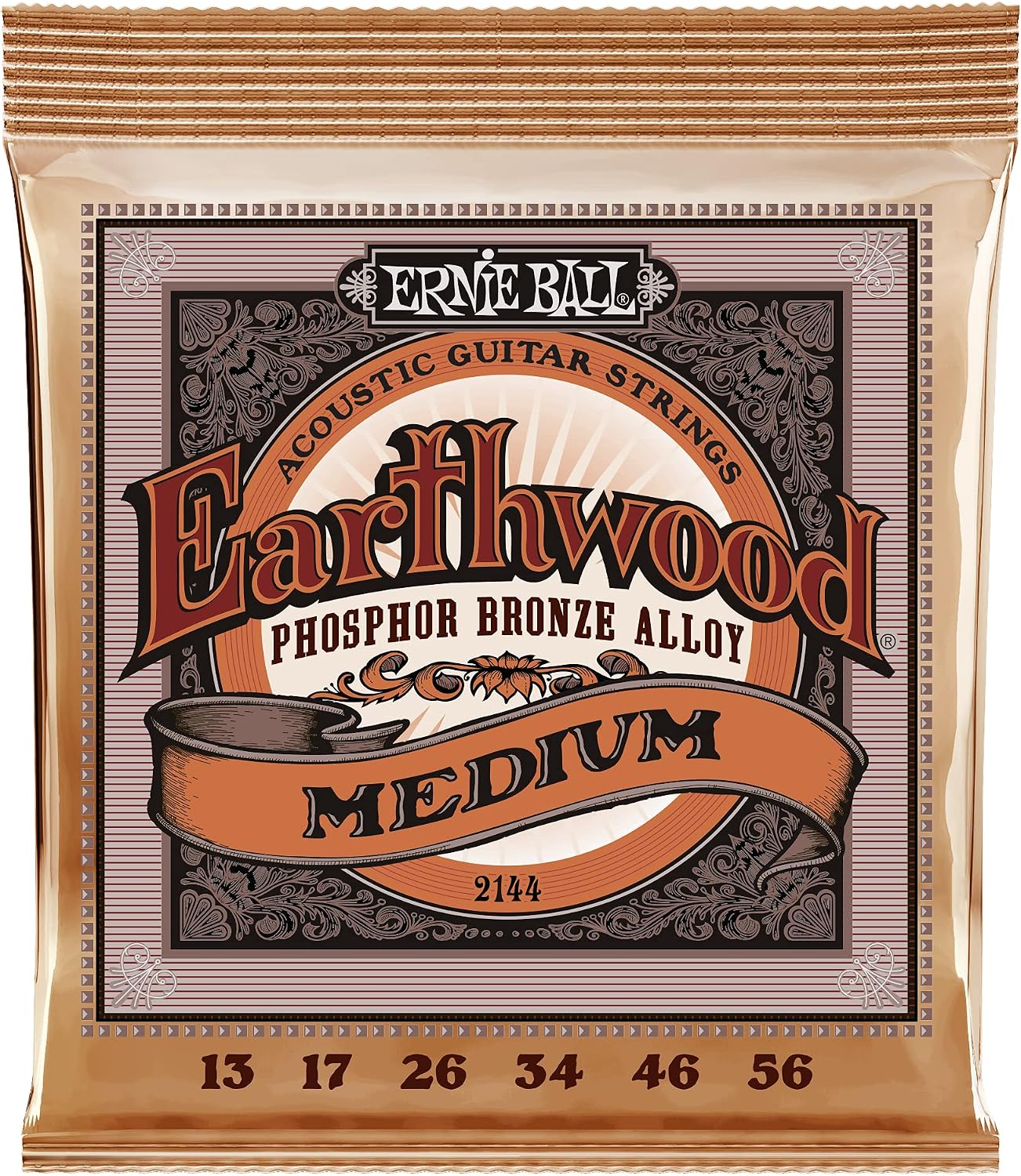 Ernie Ball Earthwood Medium Phosphor Bronze Acoustic Guitar Strings, 13-56 Gauge