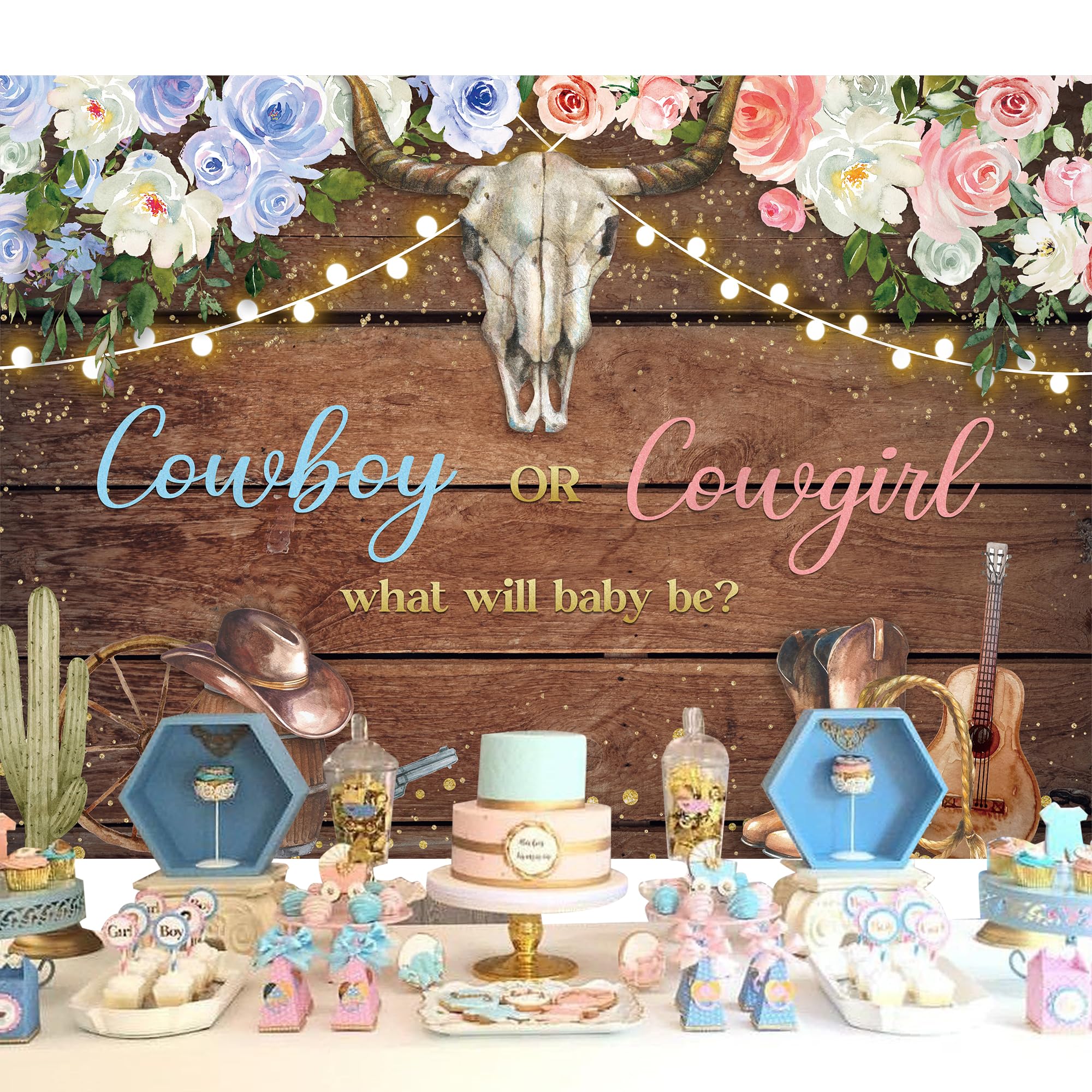 76Pcs Highland Cow Bull Or Heifer Gender Reveal Decorations Holy Cow Gender Reveal Backdrop Brown Balloon Garland Arch For Cowboy Cowgirl Gender Reveal Farm Highland Cattle Baby Shower Party Supplies