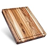 Thick Sustainable Acacia Wood Cutting Board for Kitchen with Juice Groove, Sorting Compartment, Charcuterie 16x12x1.5 in (Gift Box Included)