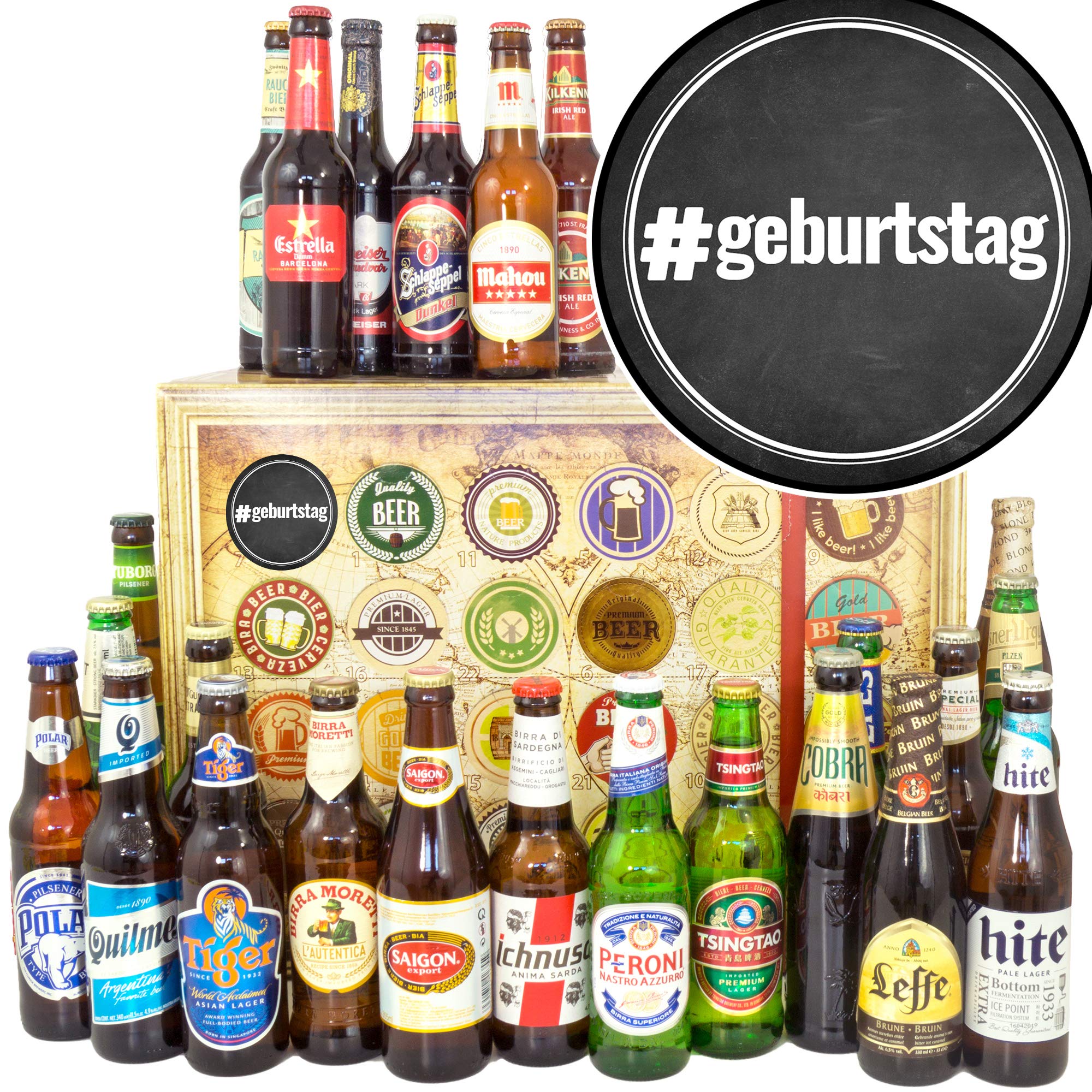 geburtstag / 24x Bier aus der Welt/Geburtstags Geschenkset/Weihnachtskalender 2024 2025 für Ihn Bier