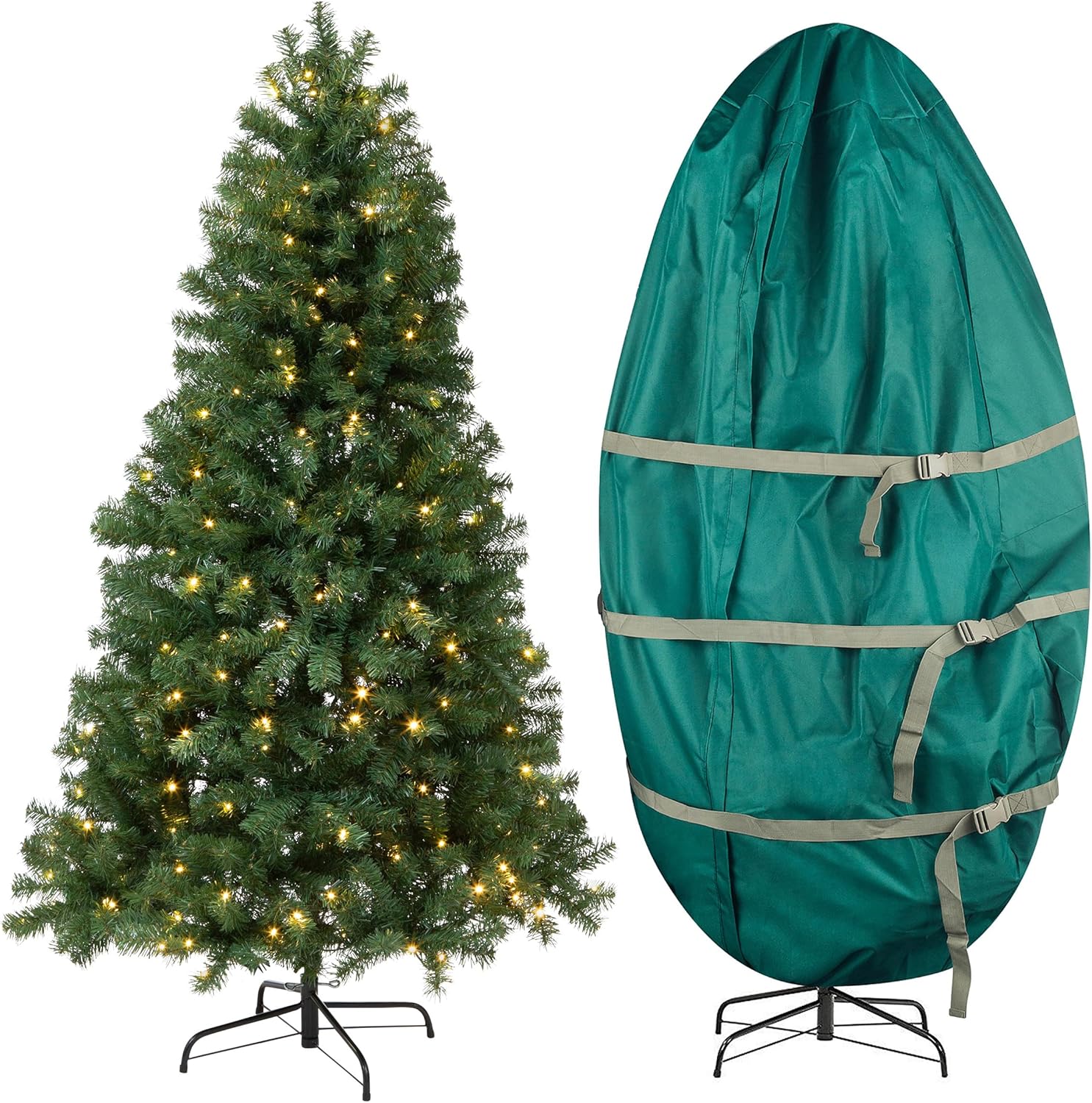 Elf Stor 6ft Prelit Pencil Christmas Tree - Flocked Spruce Tree with Stand