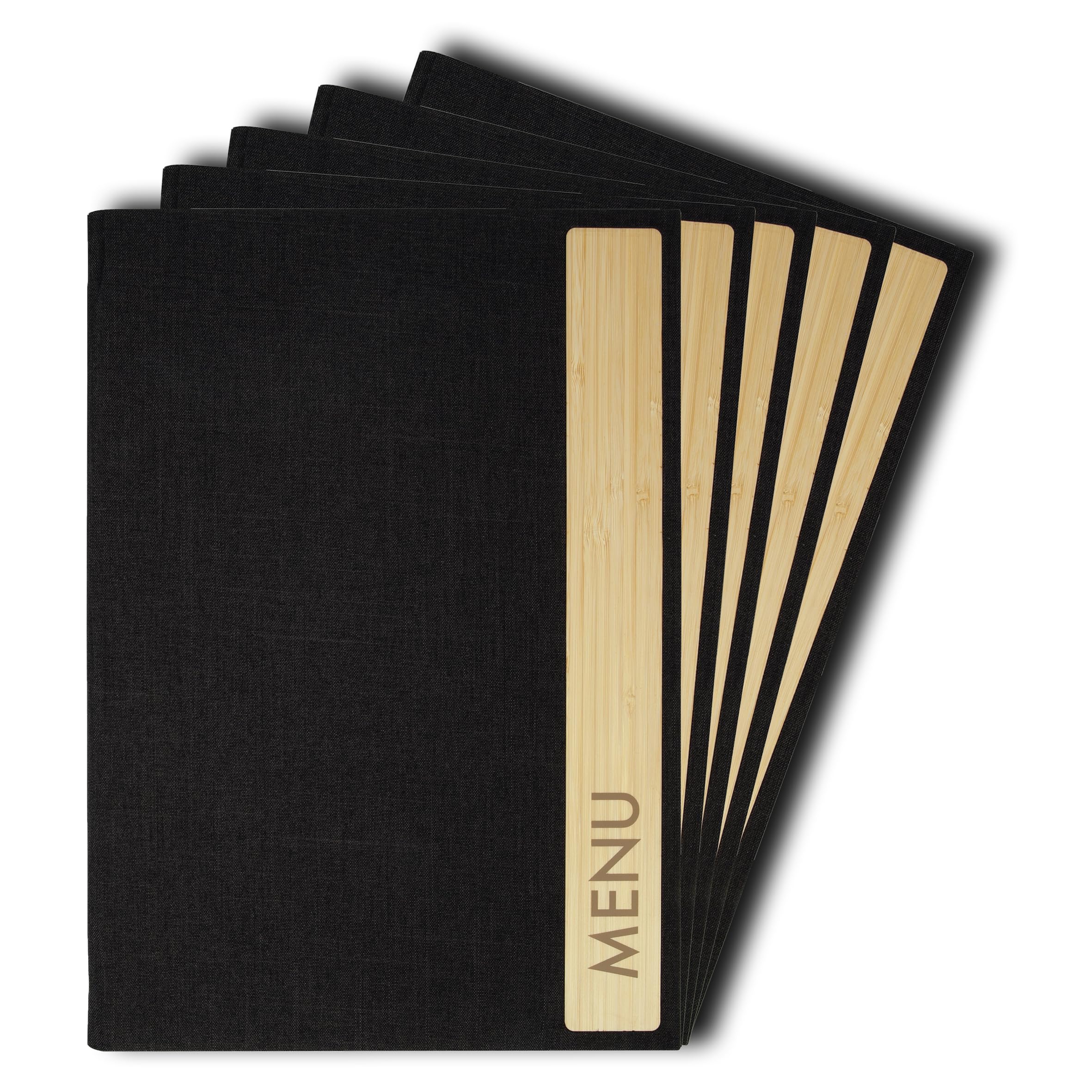 SIGEL SM220 Menu Folder - Bambus - 1 piece - incl. 2 Double Clear Pockets for 8 Pages - Rubber Binding - A4 - Dark Grey/Beige - Pack of 5