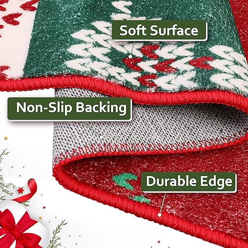 Miniatura 6 de Alfombras de dormitorio para sala de estar, alfombra de Navidad de 5 x 7, lavable a máquina, decoración de vacaciones, cubierta de suelo, con