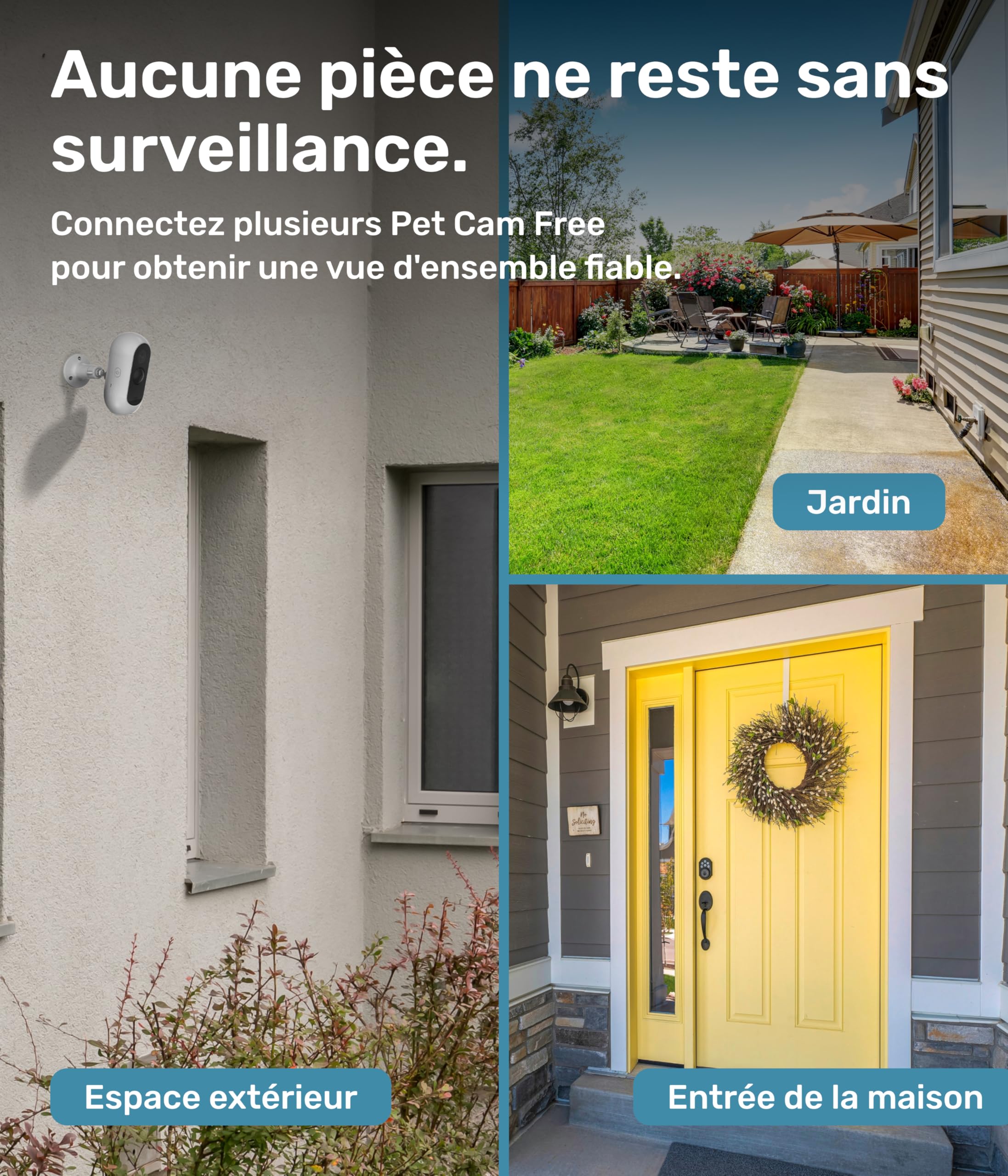 PetTec Caméra sans Fil pour Animaux de Compagnie Lot de 2 avec Application Détection de Mouvement Intérieur Extérieur