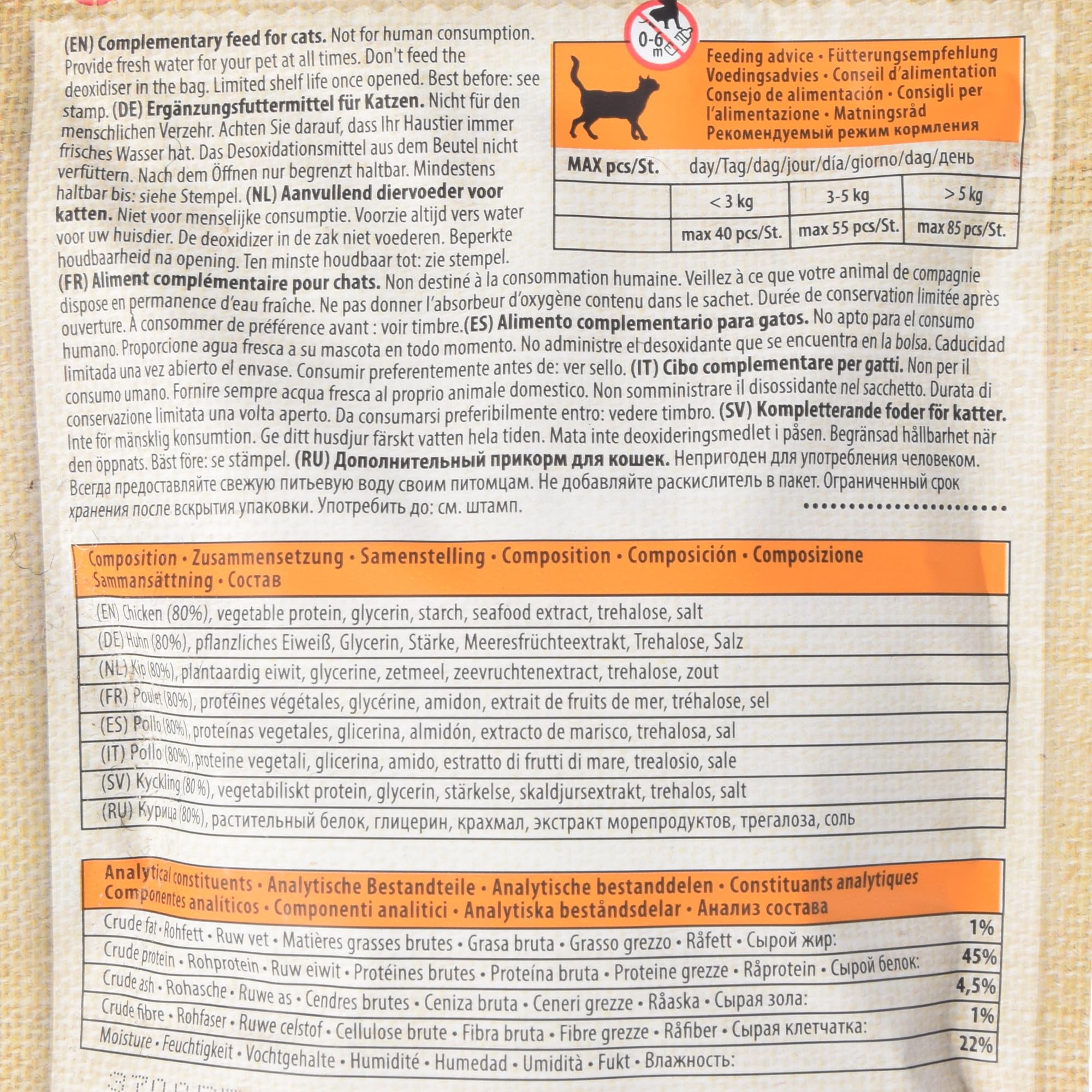 Mega Offre avec 9 Sacs de Snacks pour Chat Au Poulet | Sans Céréales Sans Sucre Ajouté | 85G Par Sac | Friandise Idéale Pour Chats Riches En Protéines, Délicieuses Et Saines Avec Ingrédients