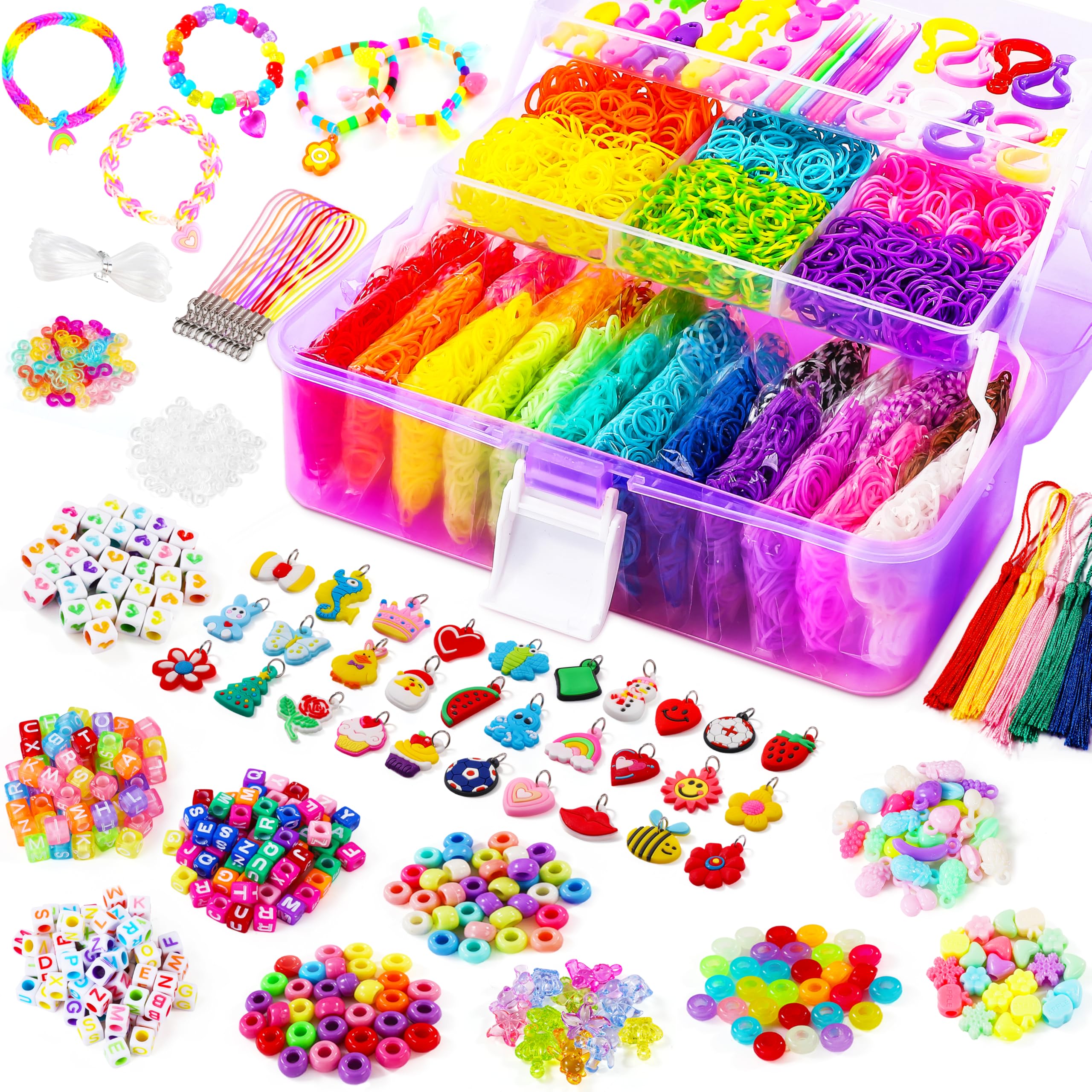 Craze Loops Elastici Per Braccialetti Fai Da Te – 600 Pezzi + 30 Chiusure – Silicone Colorato - 2
