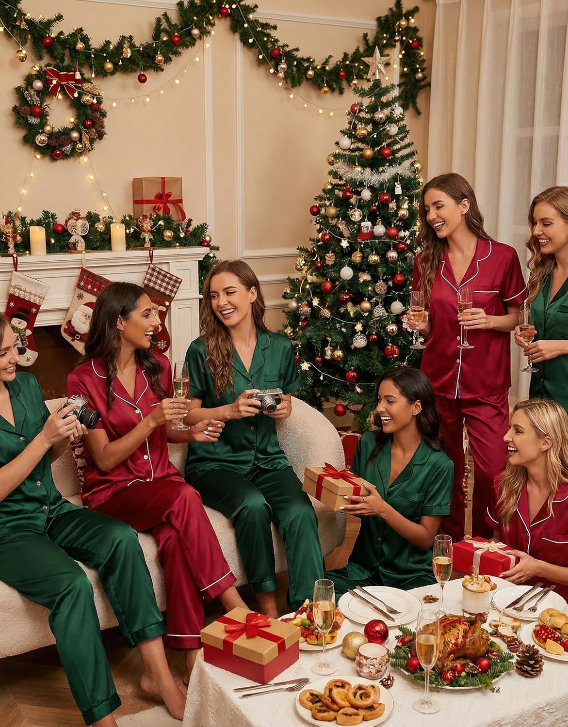 Ekouaer Womens Silk Pajama Sets Silky Short Sleeve Pjs 2 Piece Silk Button Down Pajamas Soft Satin Pj Pants Set - Image 2