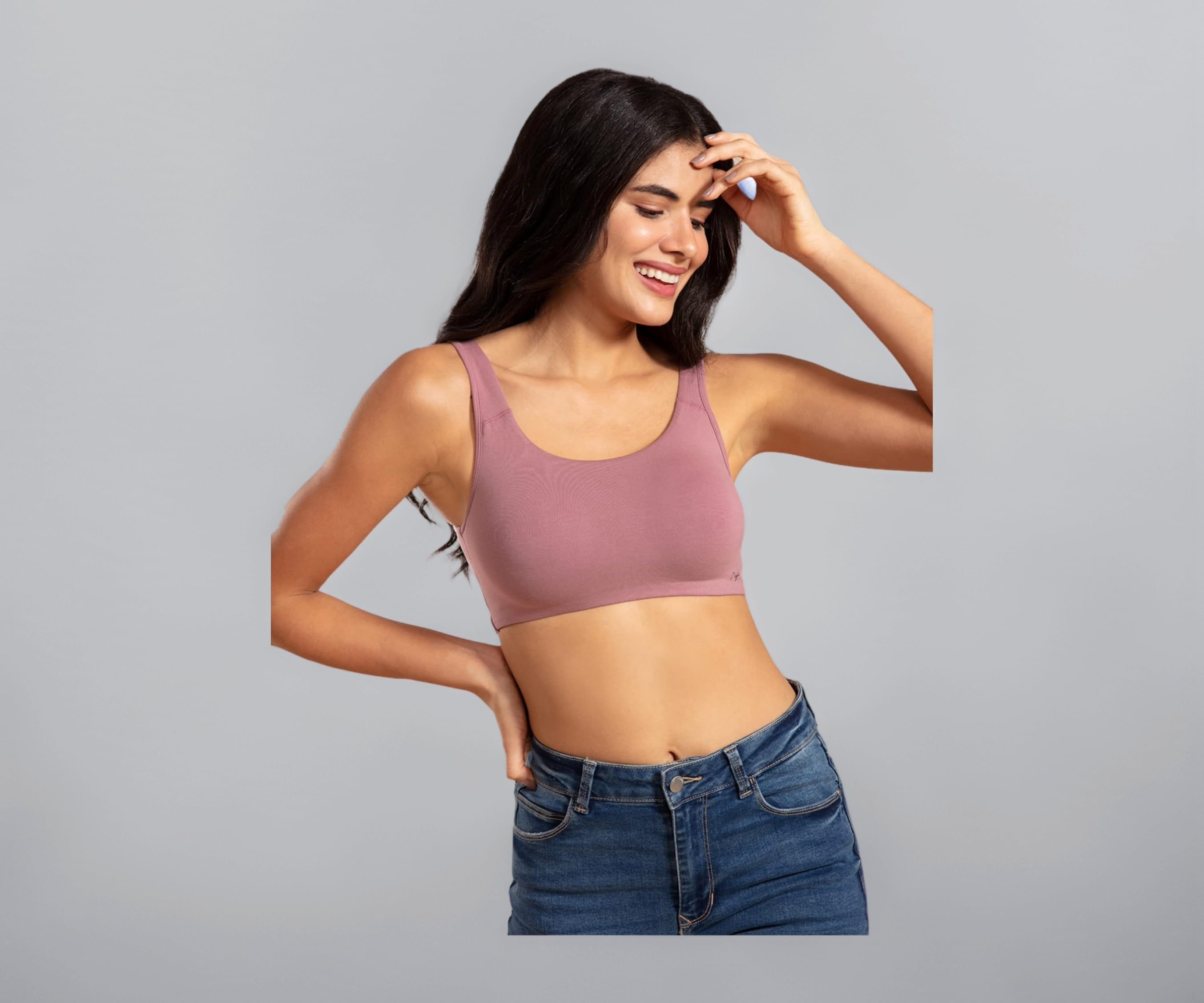 NYKD NYB113 Cotton Non Padded Non Wired Full Coverage Slip On Everyday Bra Wide Straps Gentle Side Lift
