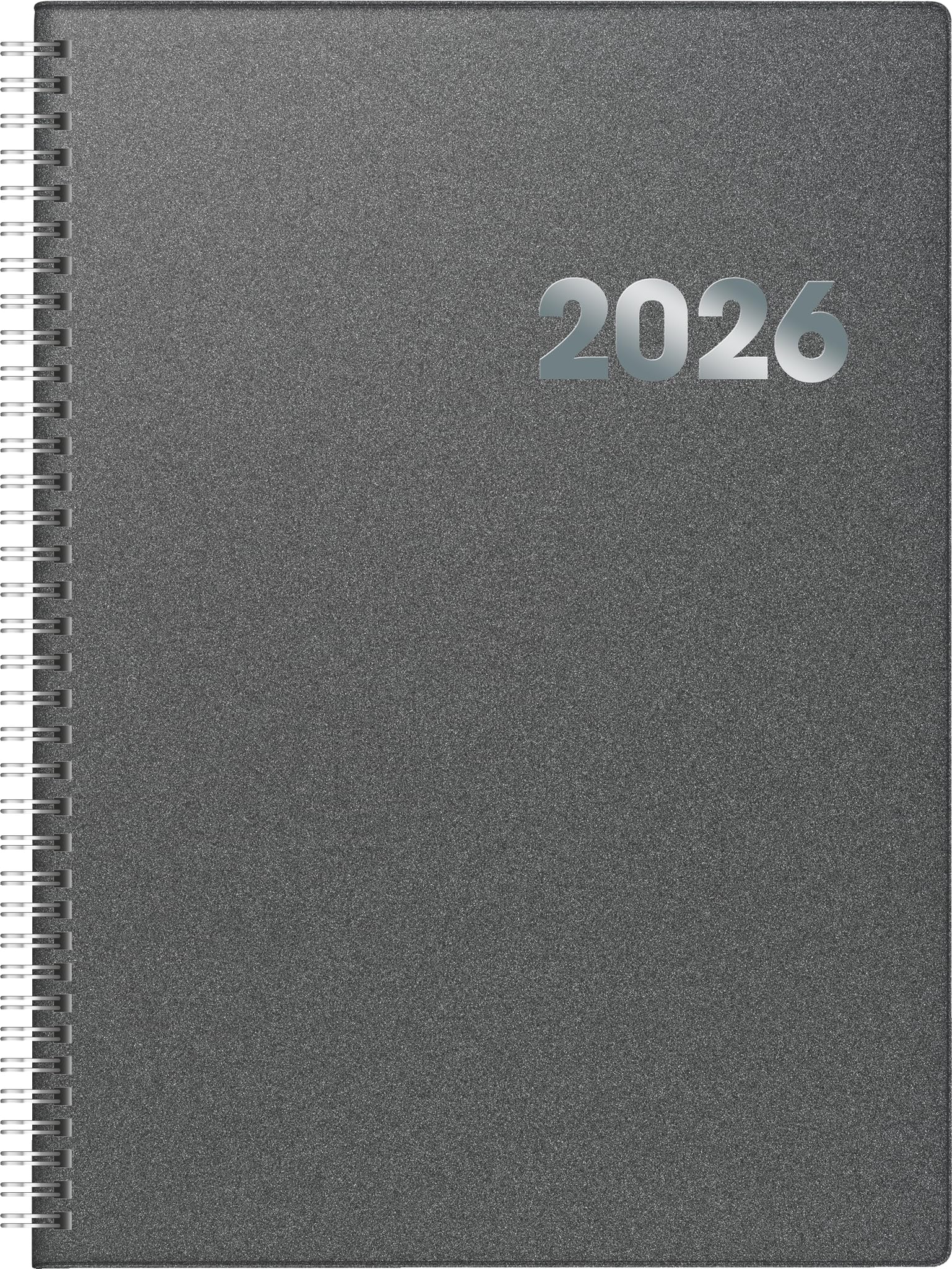 BRUNNEN Book Calendar Model 789 2026 | A4, Plastic, Grey