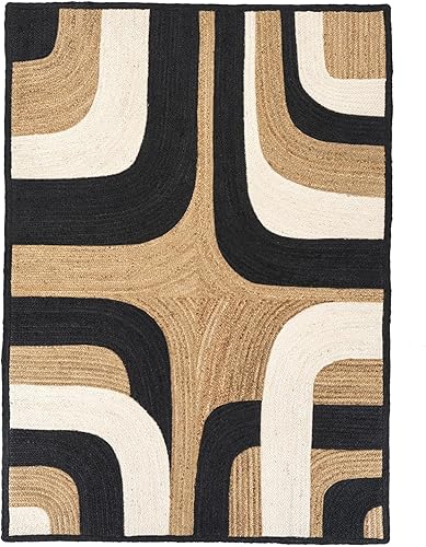 ARTS OF JAIPUR Collection - Alfombra de pasillo de 3 x 10 pies, color negro y blanco, alfombra de pasillo de cocina, alfombra de pasillo de