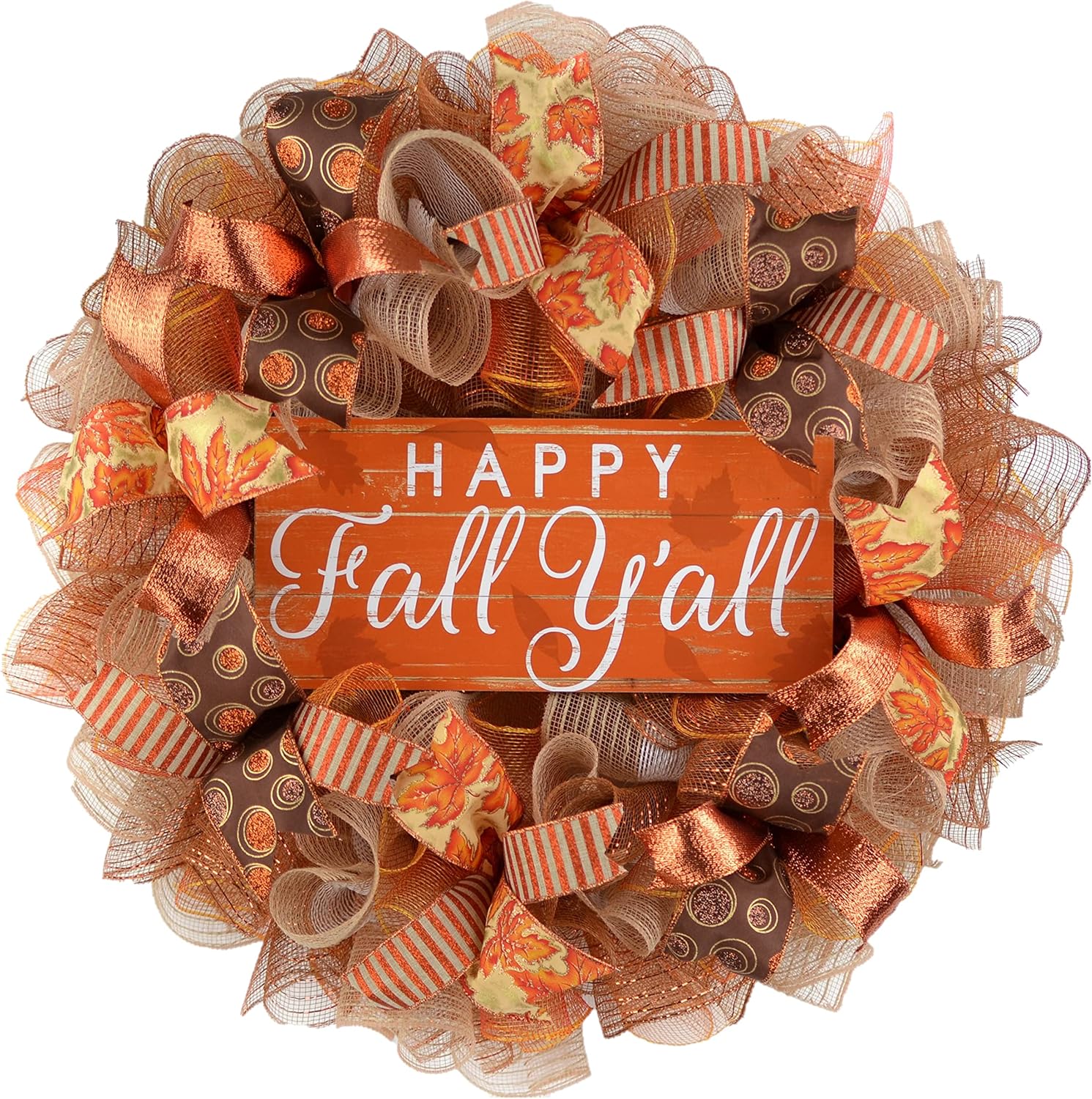 Happy Fall Y'all Wreath – 24in burlap fall decor