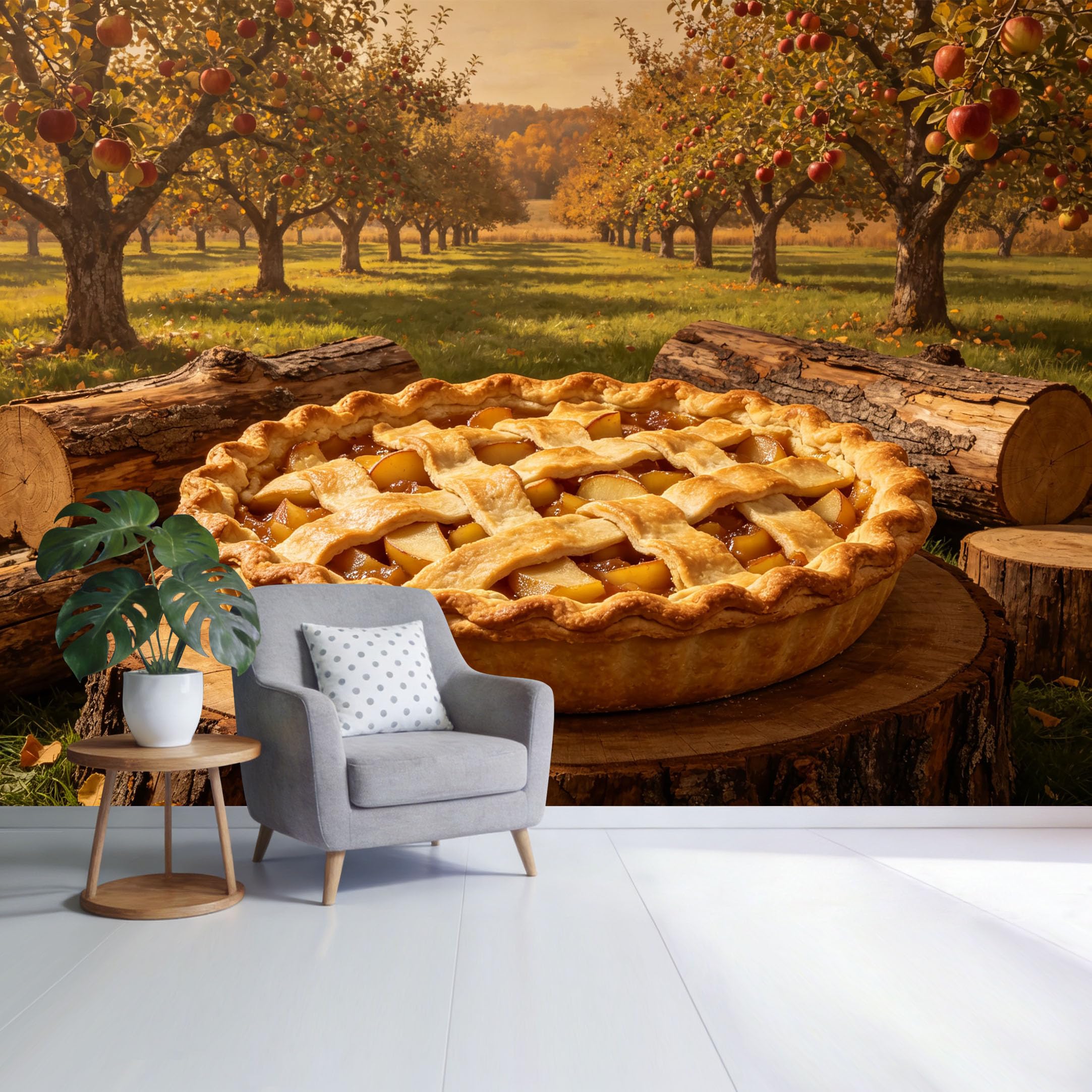 Custom Size Wall Mural Rustic Apple Orchard Harvest Pie Farmhouse Landscape SelfAdhesive Wall Fabric Removable Wallpaper for Home Office Decor