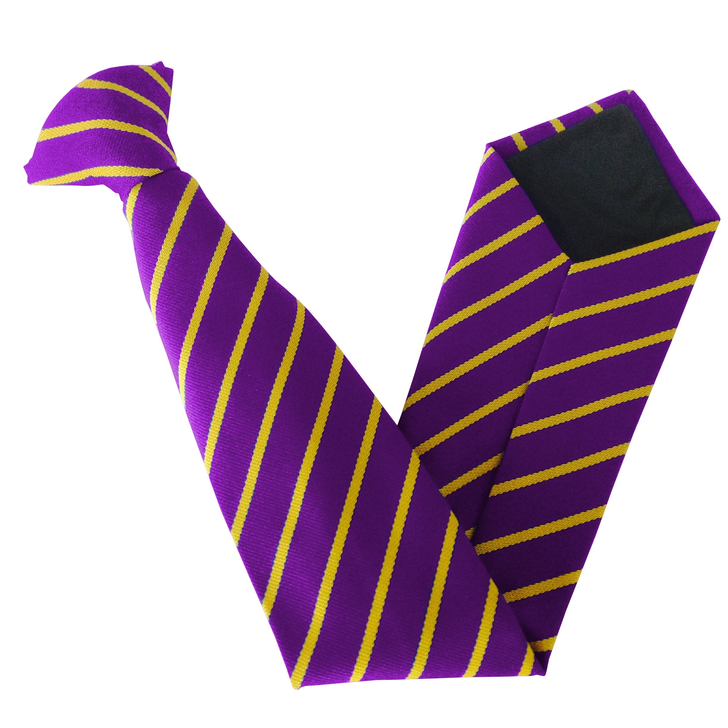 Great British Tie Club Clip On School Ties (21 Single Striped Variations) (14 inch clip on (Junior School), Purple & Gold)