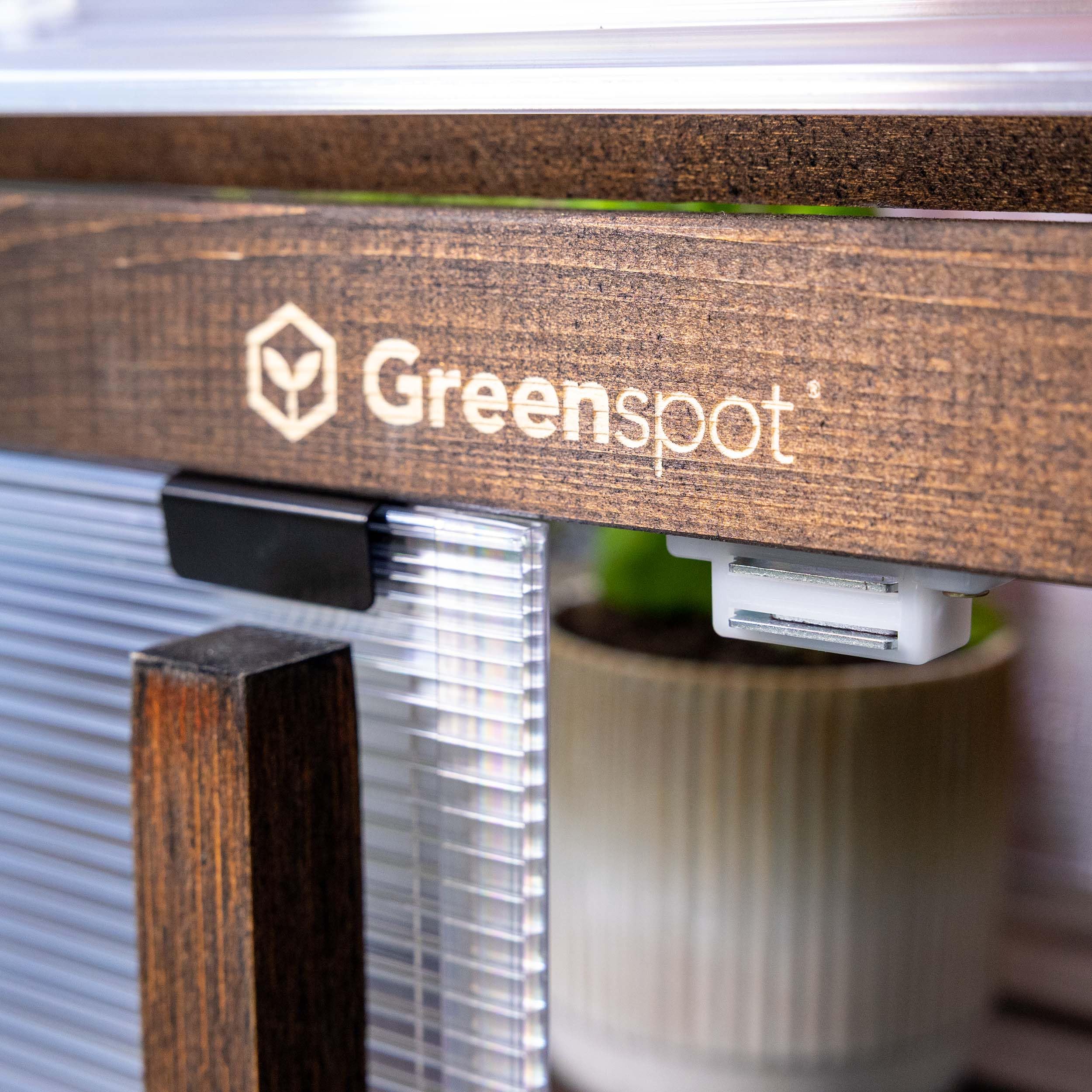 Greenspot - Mini Szklarnia na Balkon i Taras - Szklarnia Balkonowa - 80 x 42 x 121 cm - z Drewna i Tworzywa, Maks. Obciążenie Półki 50 kg - na Zioła, Kwiaty, Rozsady - Origin Ciemny Palisander | 3 wytrzymałe poziomy na zioła, warzywa i kwiaty. Składany da