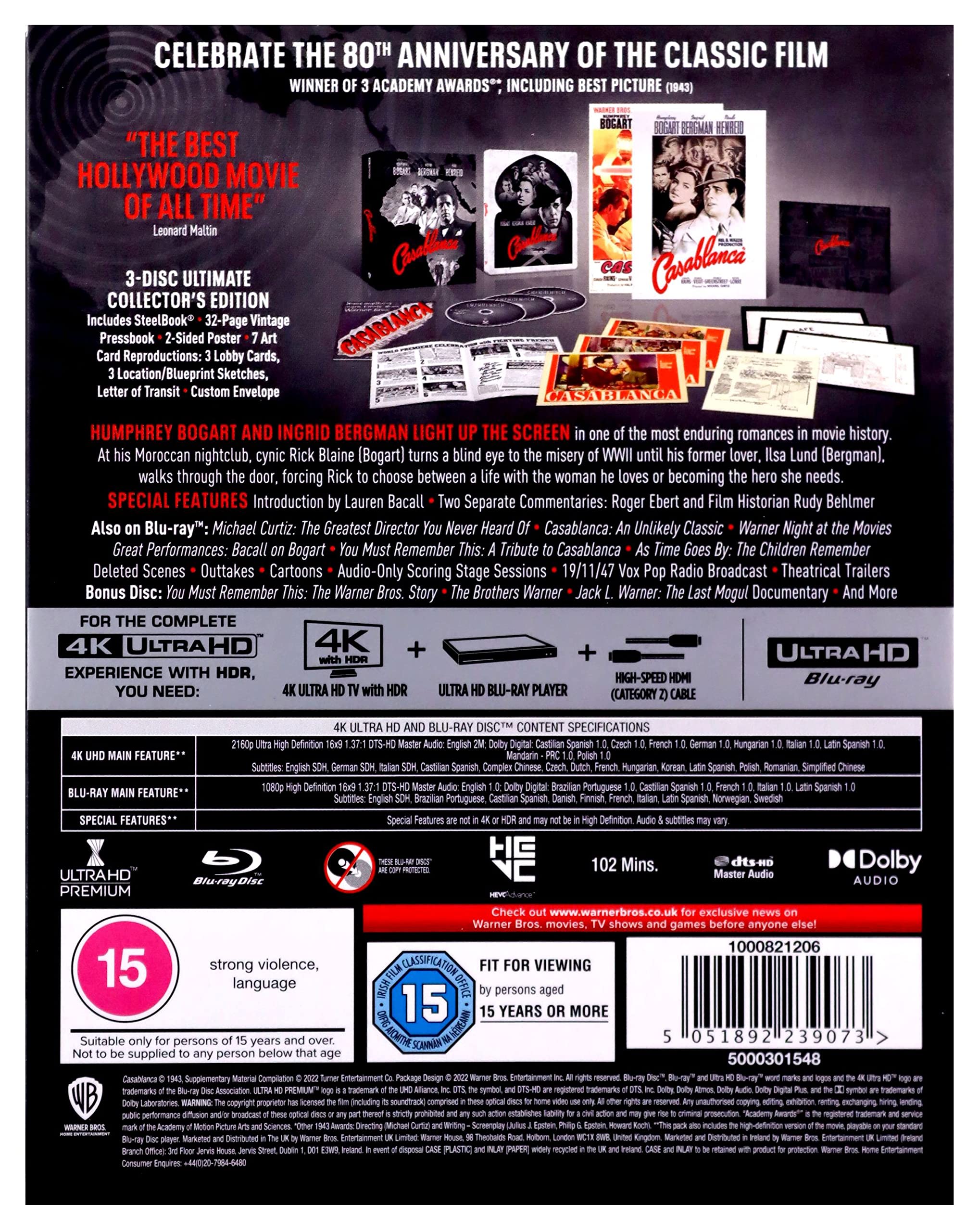 Casablanca 80 aniversario Ultimate Edición Coleccionista con Steelbook [4K Ultra HD] [1942]