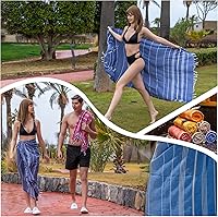 Vista 5 de Toalla de playa turca, prelavada, 100% algodón, suave, absorbente, de secado rápido, sin arena, grandes toallas de playa de gran tamaño para baño