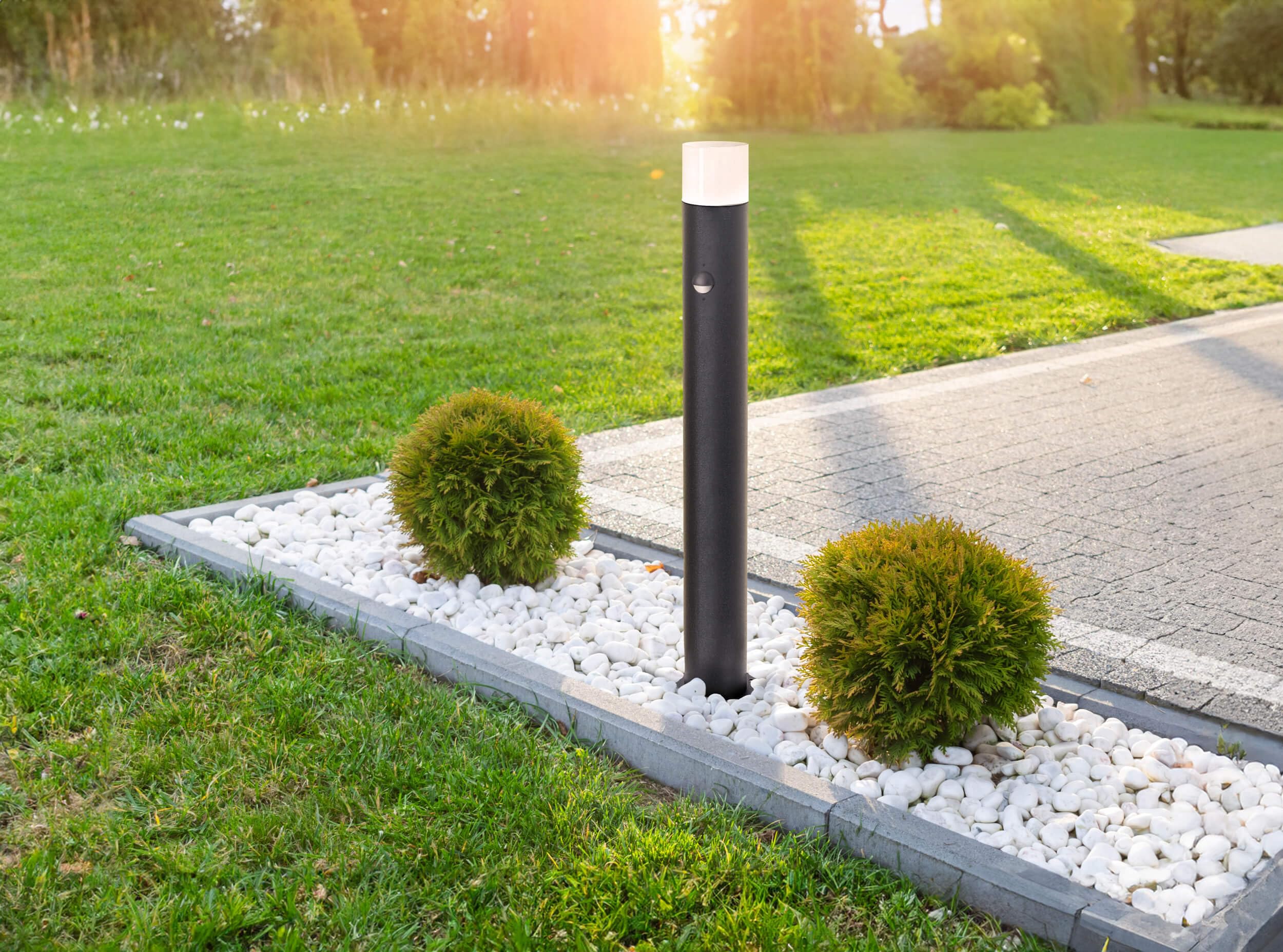 LED Universum - Wegeleuchte 80cm Rund Anthrazit mit Bewegungsmelder aus Aluguss Außenleuchte witterungsbeständig für LED Leuchtmittel E27 Gartenleuchte IP44