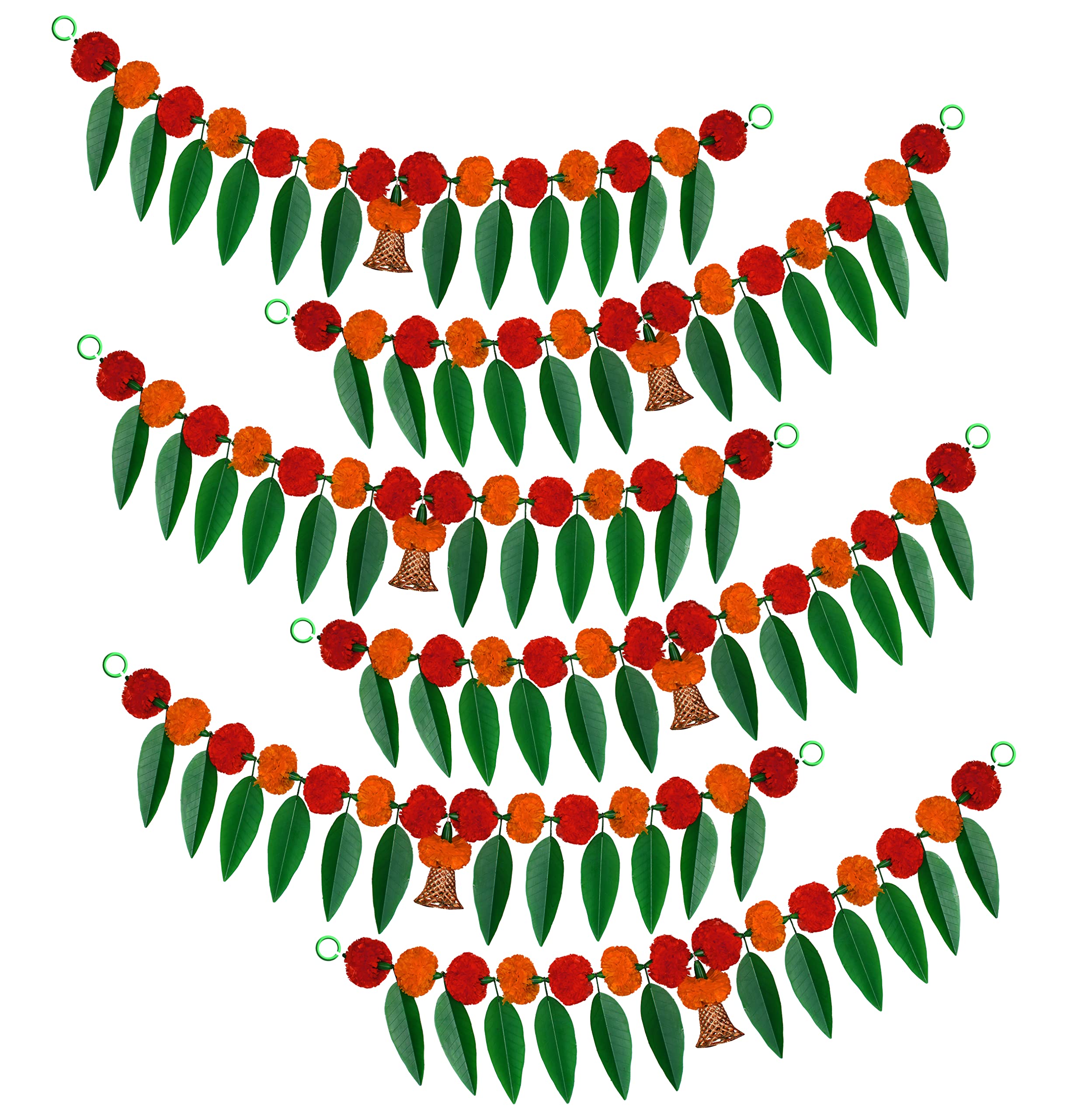 iHandikart Artificial Marigold Flowers with Mango Leaf Door with Bell at The Bottom Hanging Bandanwar|Diwali Decoration Item, Size 38x8 Inch, Colour Red & Light Orange Pack of 6 (31382-6) (B0BMX8ZT9M) Amazon Price History, Amazon Price Tracker
