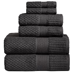 NY Loft 100% Cotton Towel Set 6 Piece | Super Soft & Absorbent Quick-Dry 2 Bath Towels 2 Hand Towels & 2 Washcloths | Textured and Durable Cotton | Premium Thick Towels | 6 Piece …