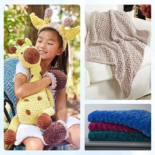 Miniatura 3 de Premier Yarns Retro Velvet Teal 1088-11 (3 madejas, el mismo lote de tinte) grueso y voluminoso #5 hilo de poliéster para ganchillo y tejer con