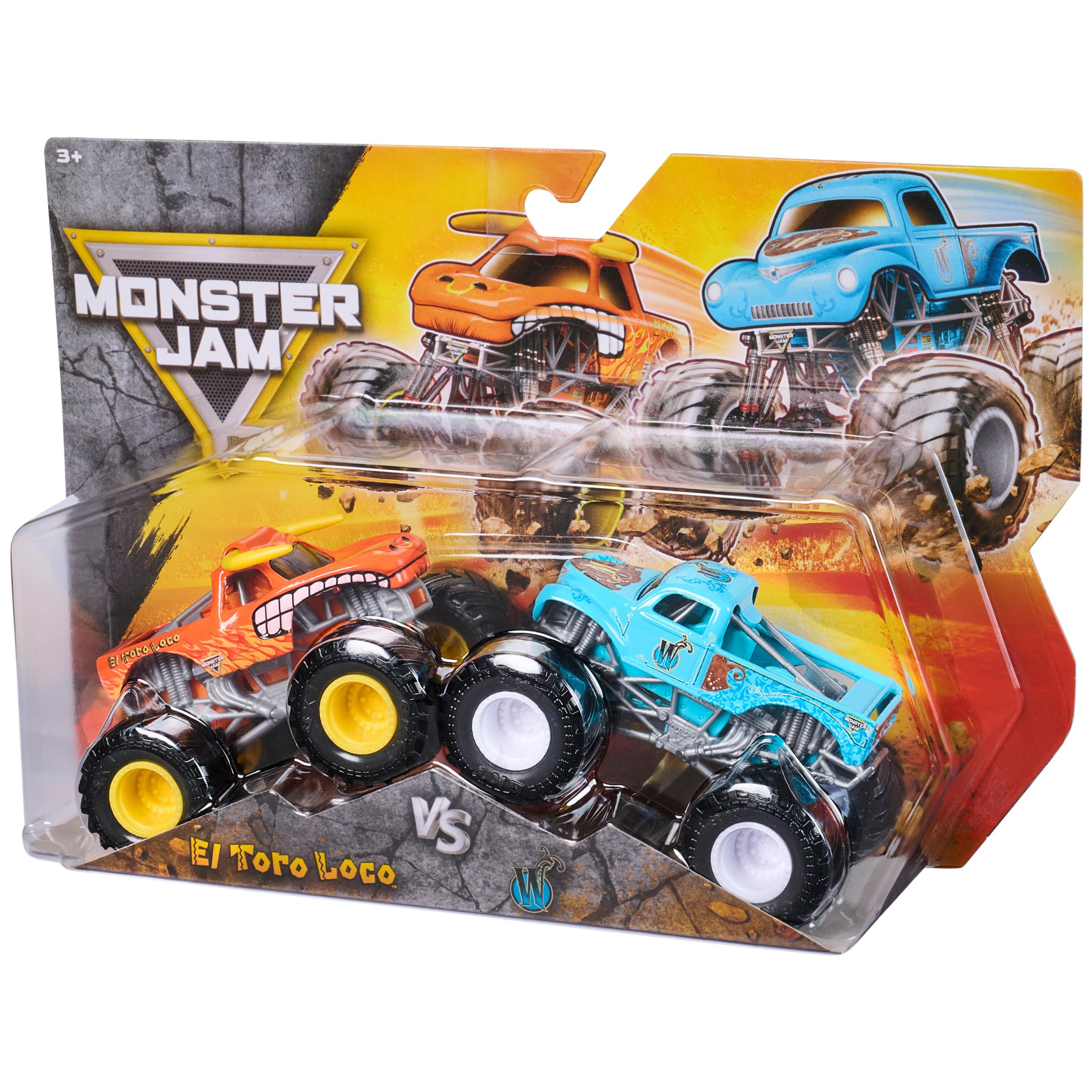 Monster Jam Grave Digger vs Son-Uva-Digger Monster Truck in scala 1:64 | Autentica replica di camion giocattolo, pneumatici BKT in vera gomma, grafica dettagliata, regali di gioco per bambini e