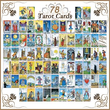 IXIGER Tarot Cards with Guide Book,78 Original Tarot Cards Deck Fortune Telling Game for Beginners&Expert Readers,Classic Tarot Deck Standard Size 4.75 x 2.76,Gilding Tarot Bag and Chakra Stone