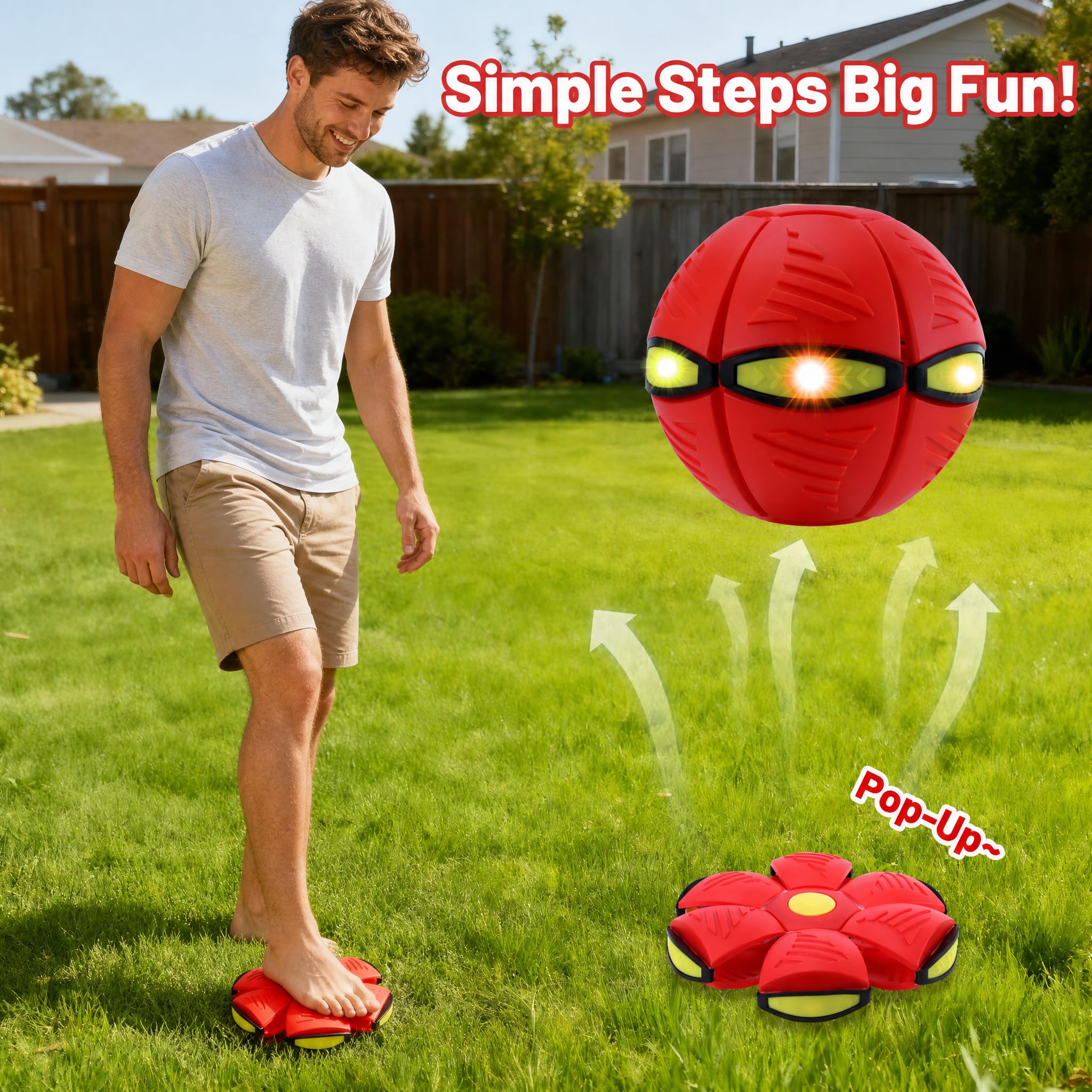 Magic Metaball, Magic Bouncing Ball, Magic Flying Saucer Interactive Pop Up Balls, Transform Toy, Eltern-Kind-Interaktion Roter Hüpfball, Faltbare Zeitverzögerung Frisbee Fliegende Disc Spielzeug mit