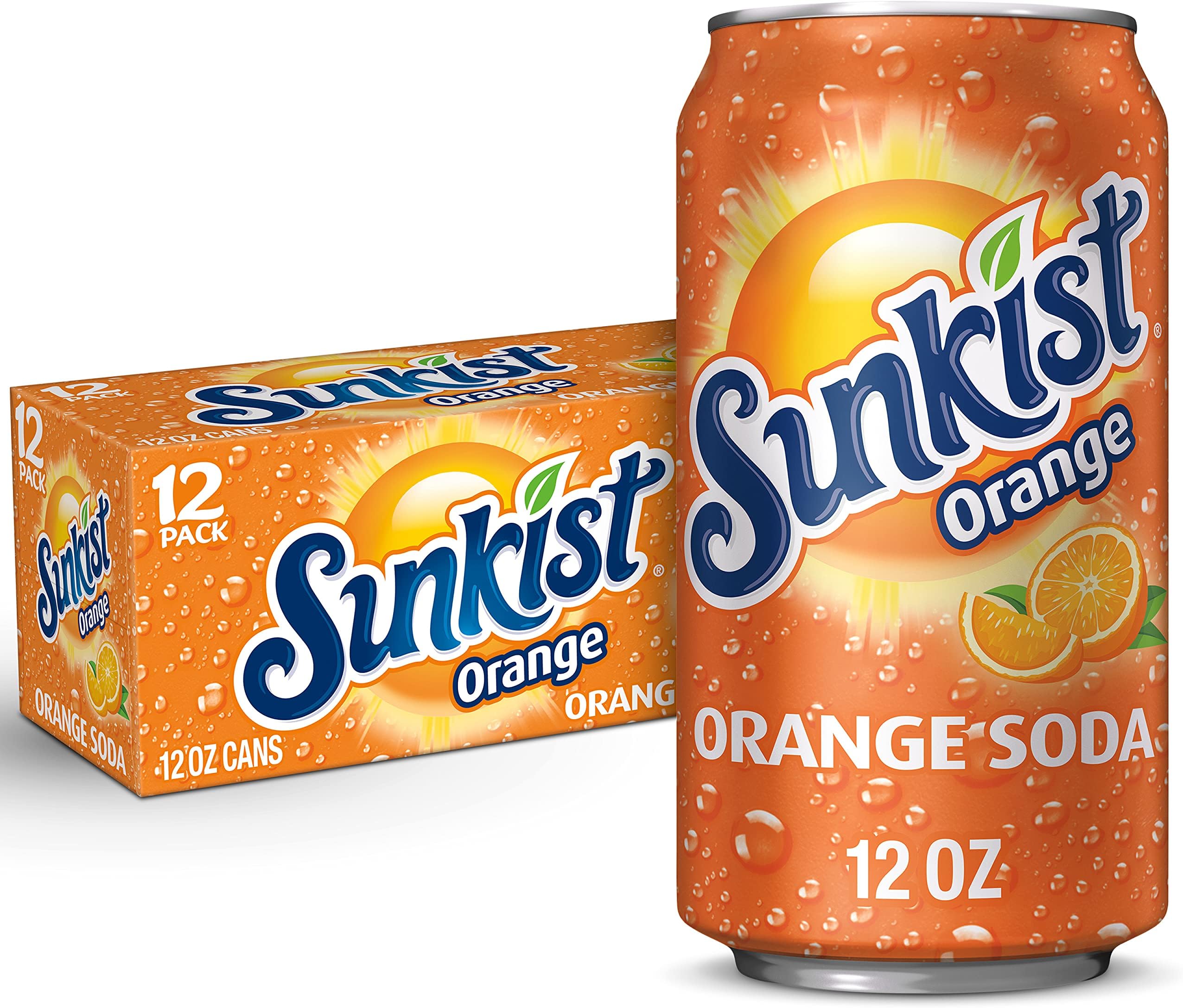 Sunkist Orange Soda, 12 fl oz cans, 12 pack