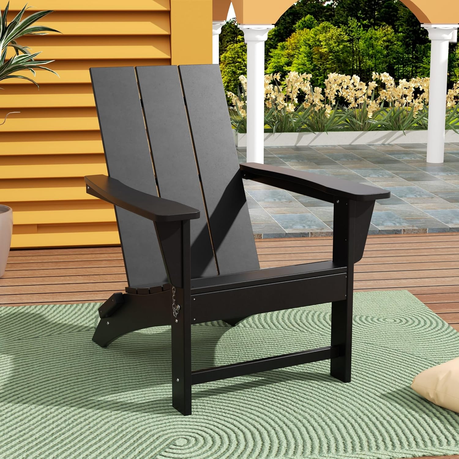 WestinTrends Ashore Modern Outdoor Folding Adirondack Chair, Black