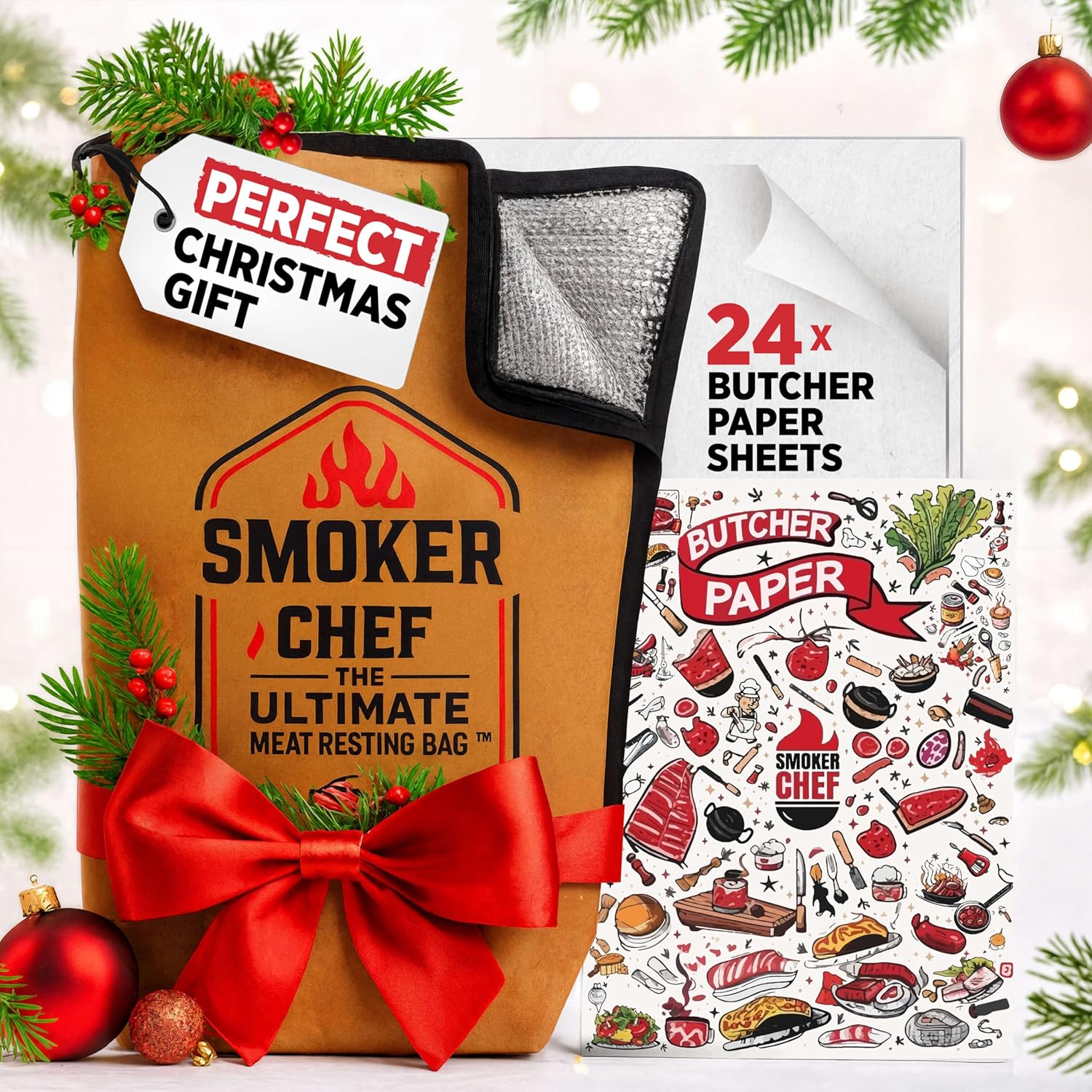 The Ultimate Meat Resting Bag™ - 21" Insulated Black BBQ Blanket for Resting Meat - BBQ Blanket for Brisket - 24 x Butcher Paper Sheets - Leakproof - Heavy-Duty - for Briskets