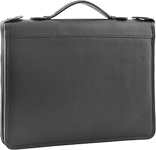 Hl49 - Funda de piel con cremallera y anillas, color negro