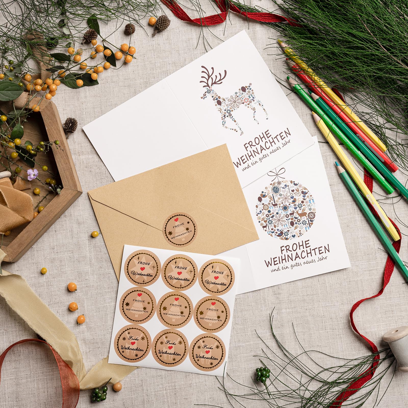 COCHIE Christmas Cards with Envelope Set, 20 Pieces Christmas Cards and 20 Pieces Kraft Paper Envelopes - Image 3