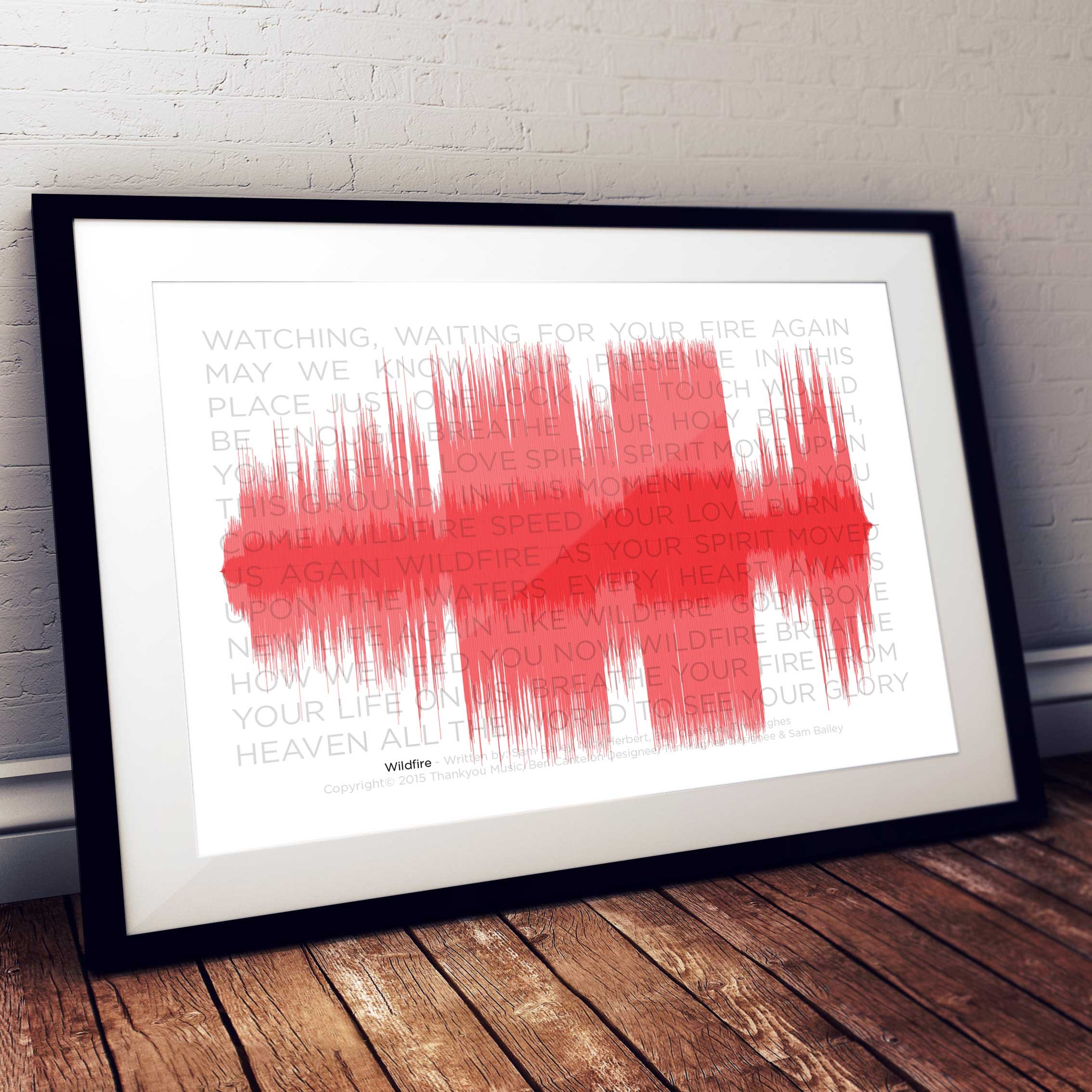 Stika.co White A3 Music Song Track Sound Wave Print With Lyrics (Frame Not Included) 16.5X11.5