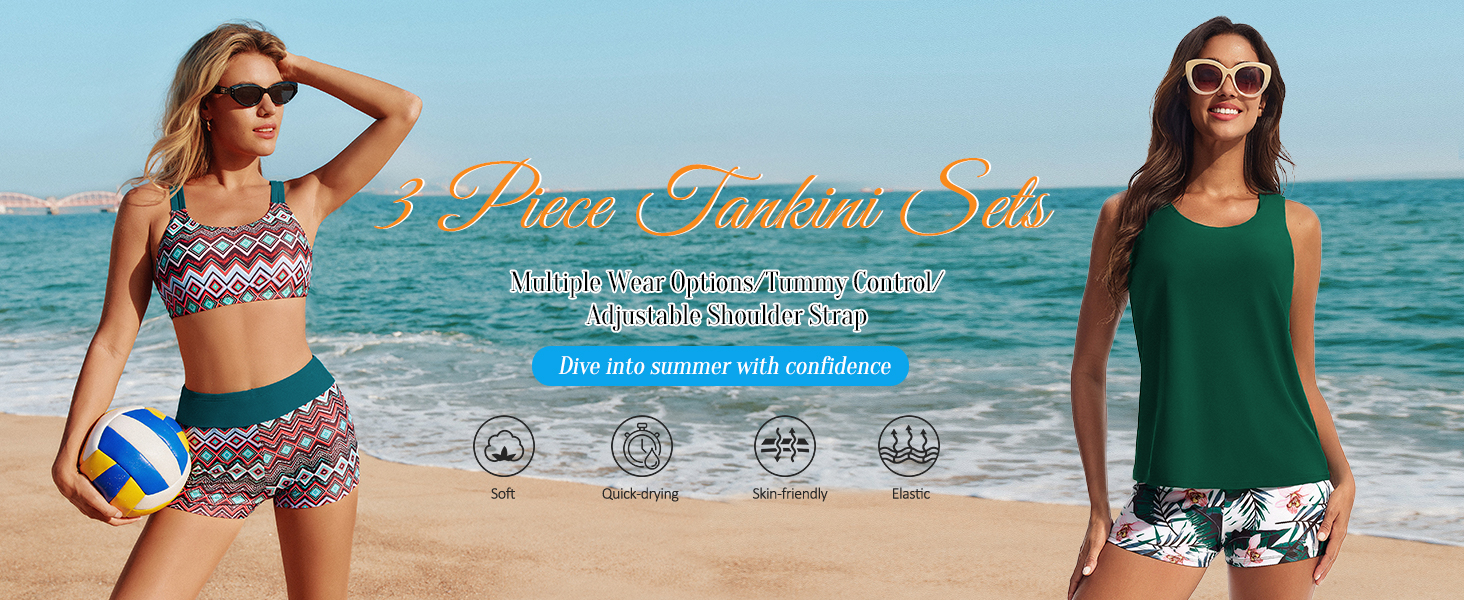 Flowy Mesh Swimskirt Tankini Daci Women's Plus Size Swim Dress – Two-Piece Tummy Control Swimsuit With Flowy Skirt & Boyshorts Tummy Control Swimsuits For Women