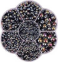 Vista 3 de YAKA 3000 unidades, 1 caja de 7 tamaños, redondas, parte trasera plana, cuentas de media perla, cuentas sueltas, álbum de recortes para manualidades