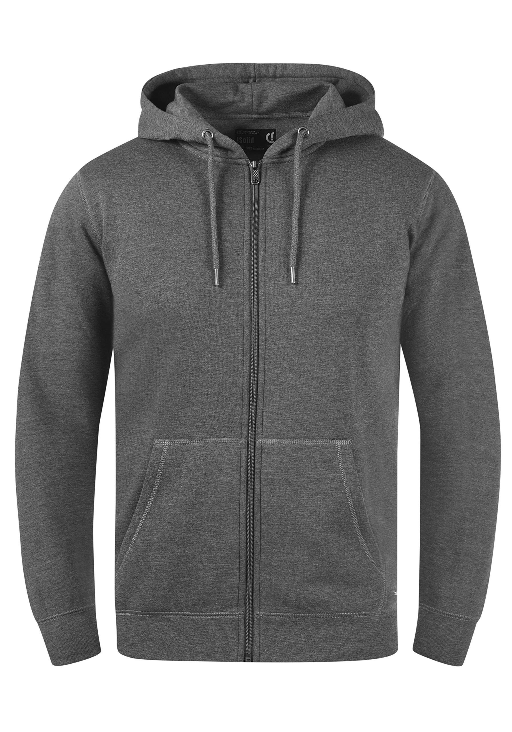 !Solid BertiZip Herren Sweatjacke Kapuzen-Jacke Zip-Hoodie mit Kapuze und optionalem Teddy-Futter aus hochwertigem Baumwollmaterial Meliert