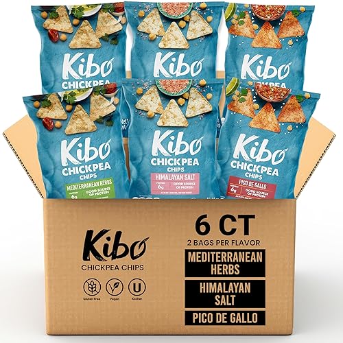 Kibo - Papas fritas de garbanzos, con alto contenido de proteínasfibra, a base de plantas, certificado sin gluten ni OMG, veganas, kosher, paquete