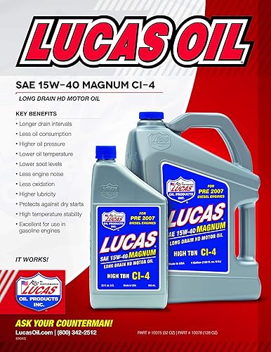 Miniatura 2 de Lucas Oil 10076 SAE 15W-40 Magnum High TBN CI-4 Aceite - 1 galón (paquete de 2)