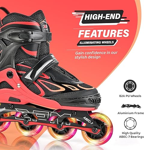 Miniatura 22 de 2PM SPORTS Vinal - Patines en línea ajustables intermitentes para niñas, todas las ruedas se iluminan, divertidos patines iluminadores para niños