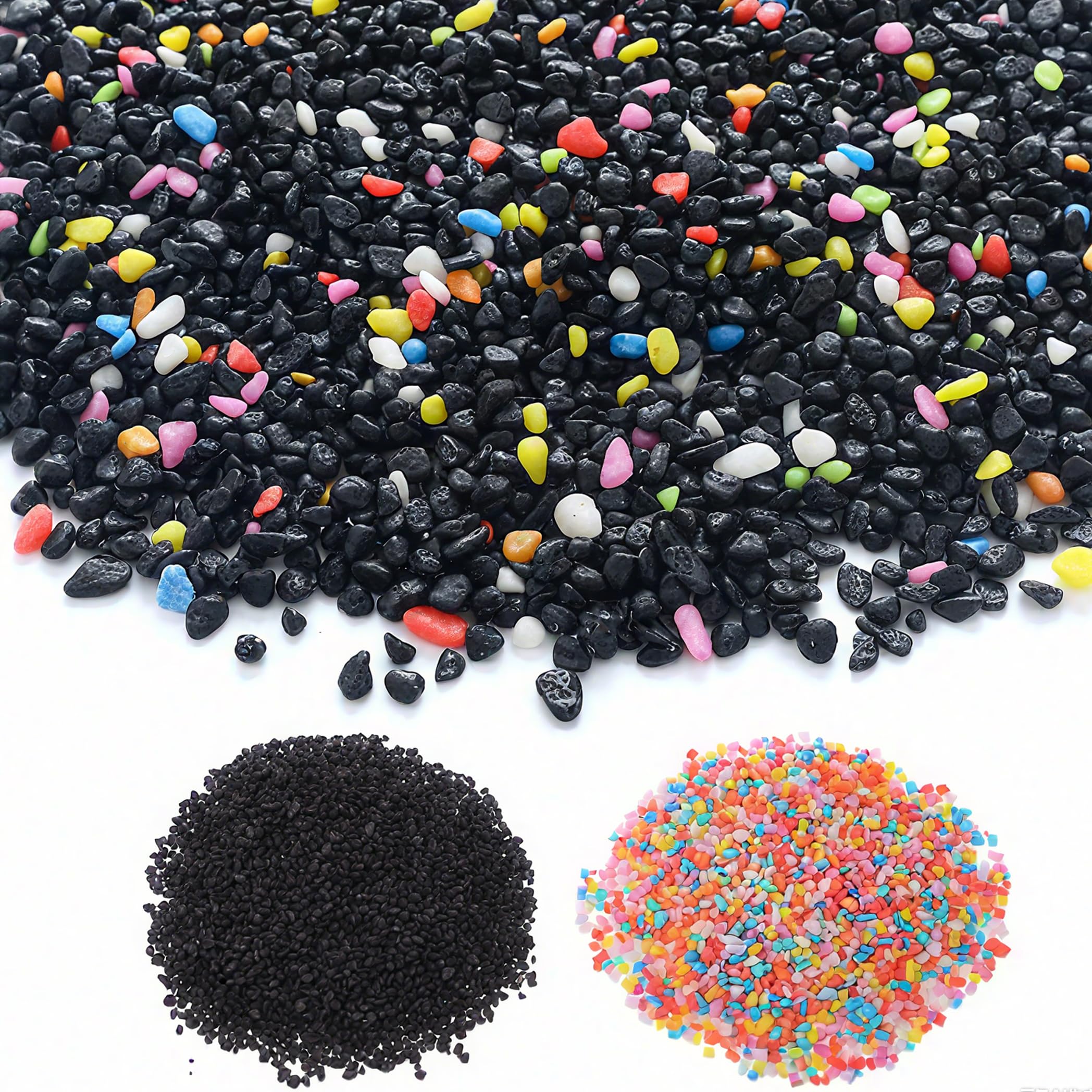 SiliFine 11lb Black and Colorful Gravel for Fish Tank, Aquarium Gravel Multicolor Black Small River Rocks for Garden Decoration, Decorative Stones for
